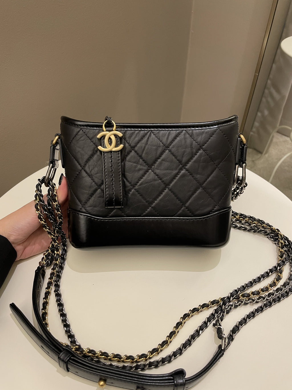 Chanel Gabrielle Hobo Black Calfskin