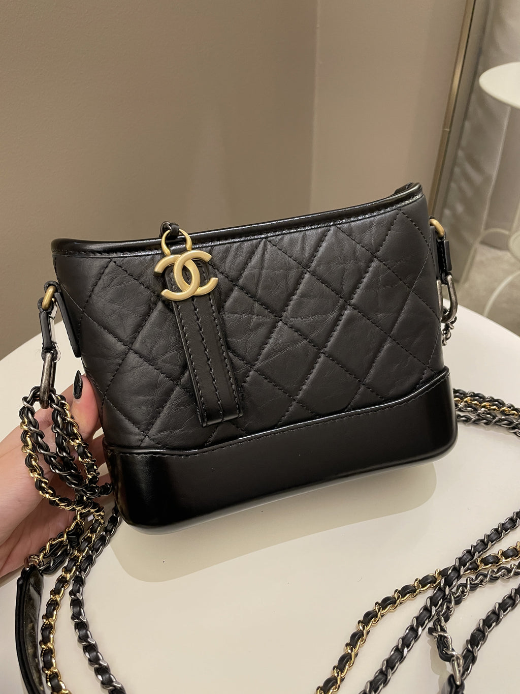 Chanel Gabrielle Hobo Black Calfskin