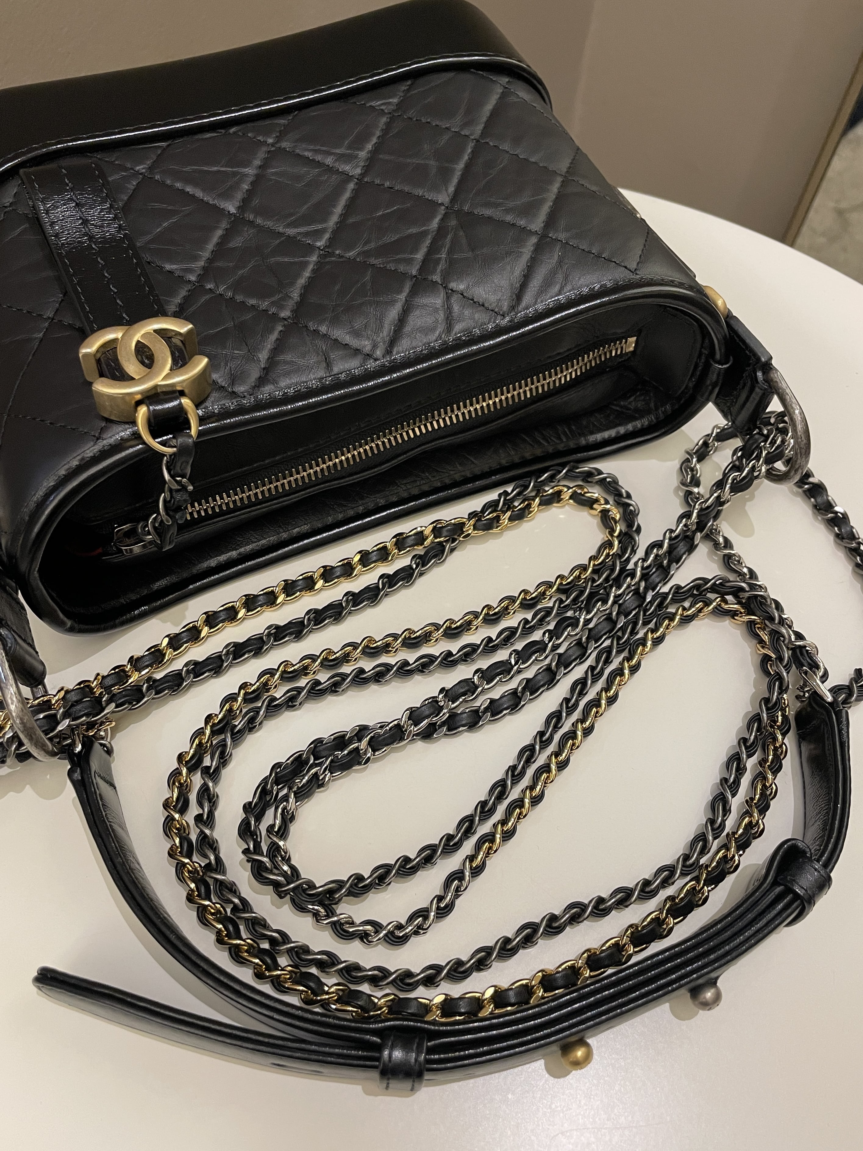 Chanel Gabrielle Hobo Black Calfskin