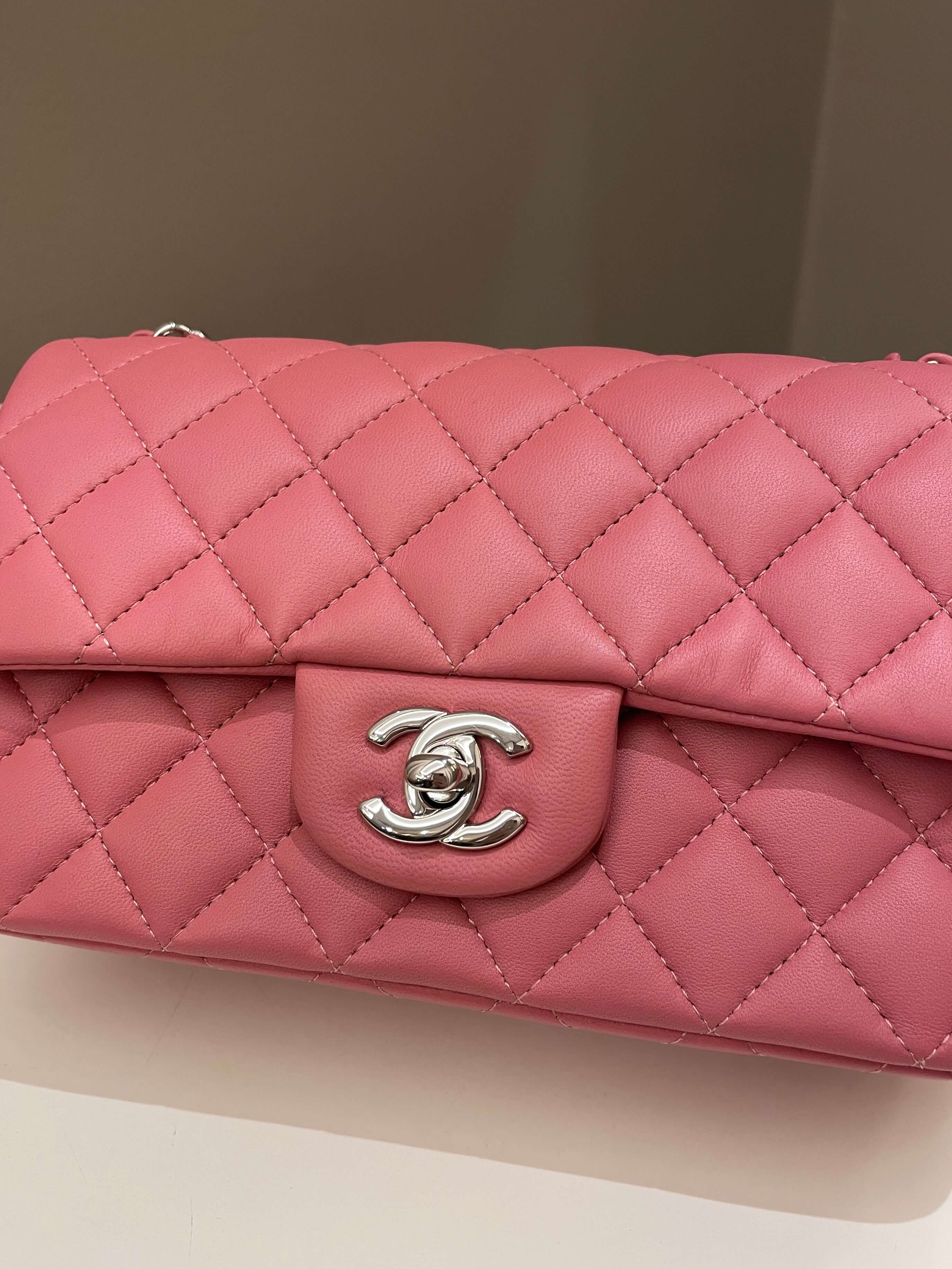 Chanel Classic Quilted Mini Rectangular Mauve Pink Lambskin