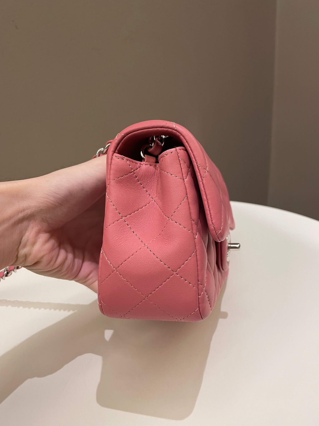 Chanel Classic Quilted Mini Rectangular Mauve Pink Lambskin