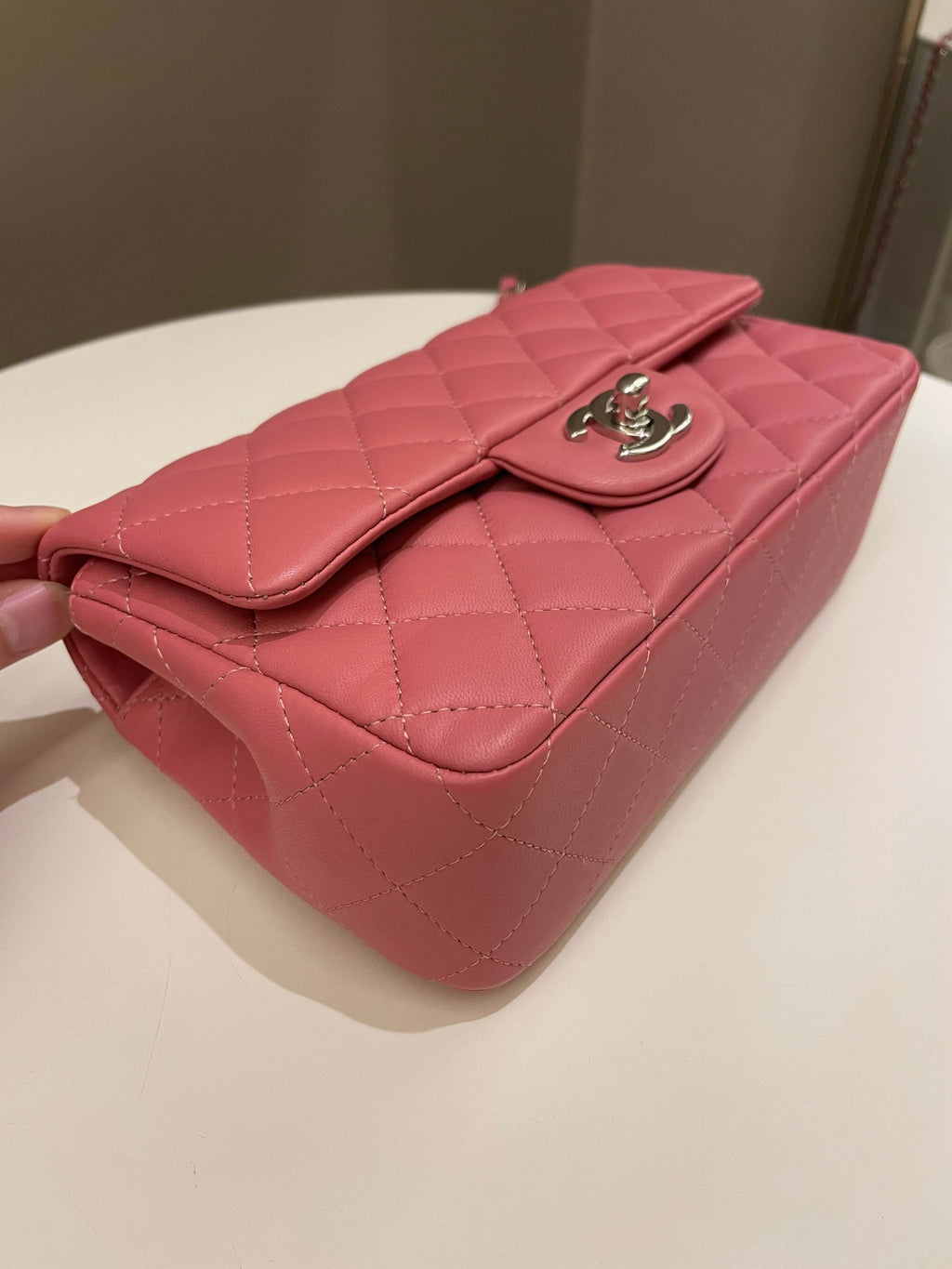 Chanel Classic Quilted Mini Rectangular Mauve Pink Lambskin