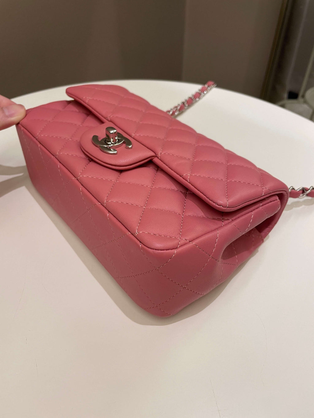 Chanel Classic Quilted Mini Rectangular Mauve Pink Lambskin