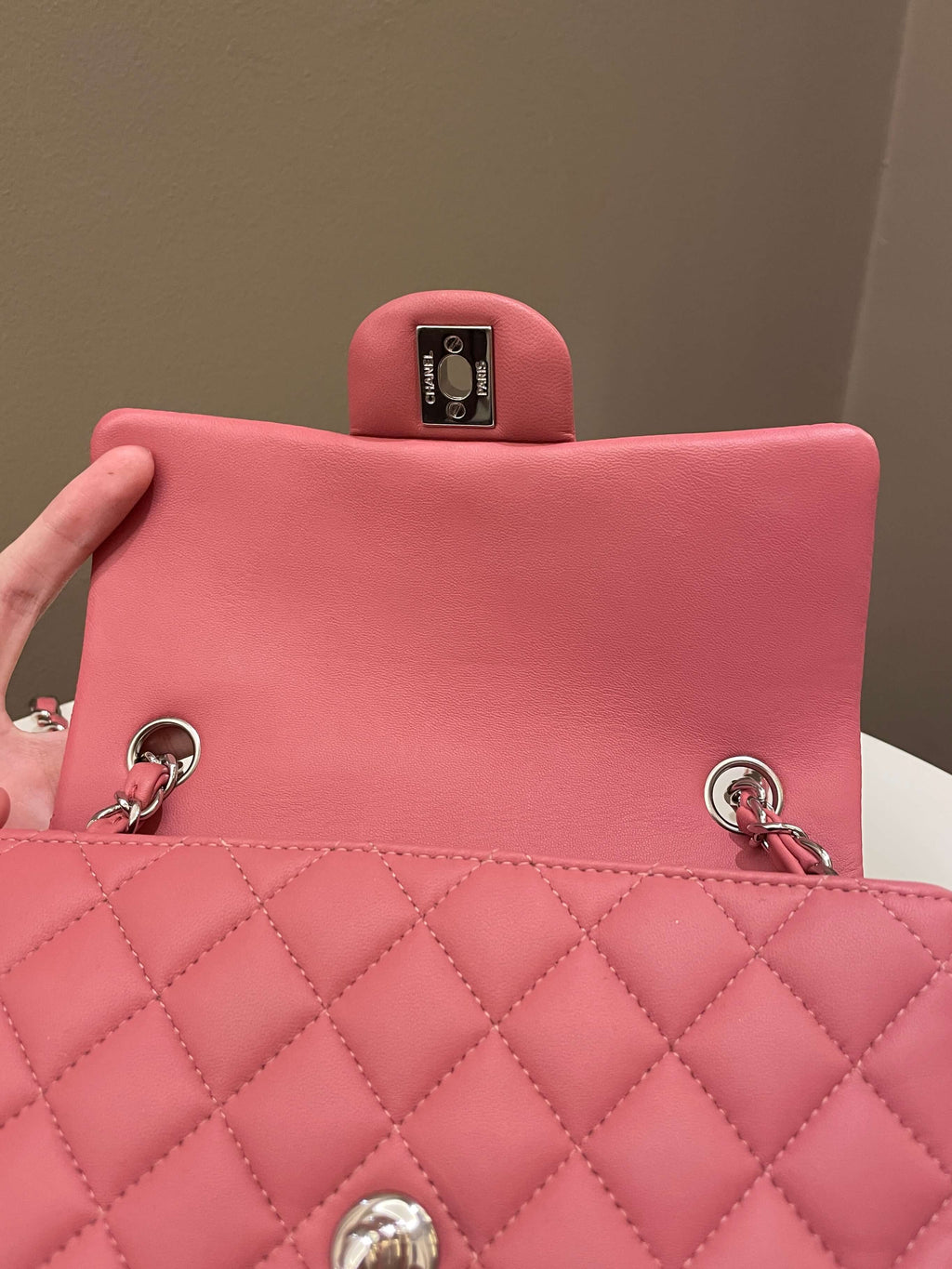 Chanel Classic Quilted Mini Rectangular Mauve Pink Lambskin