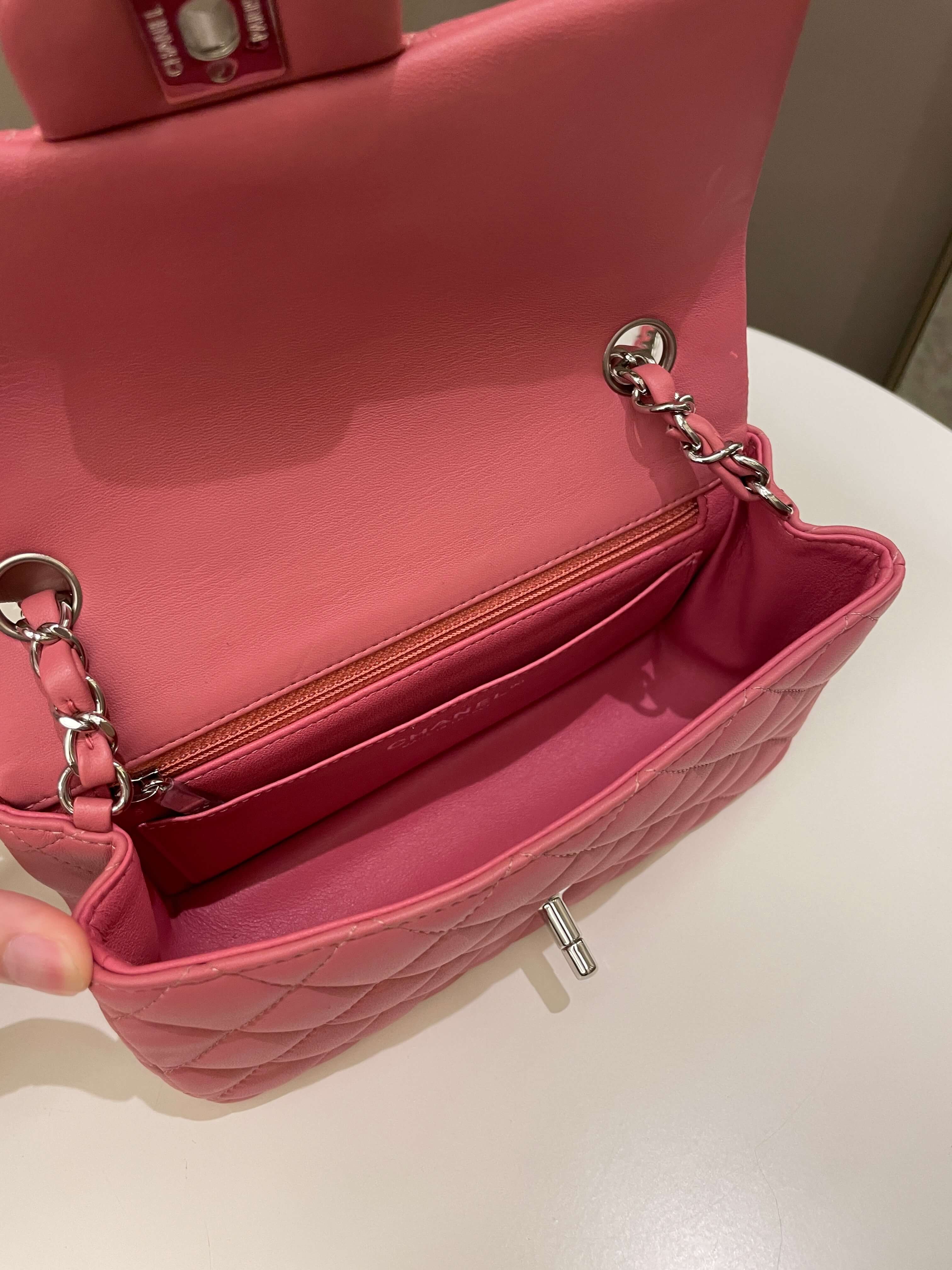 Chanel Classic Quilted Mini Rectangular Mauve Pink Lambskin