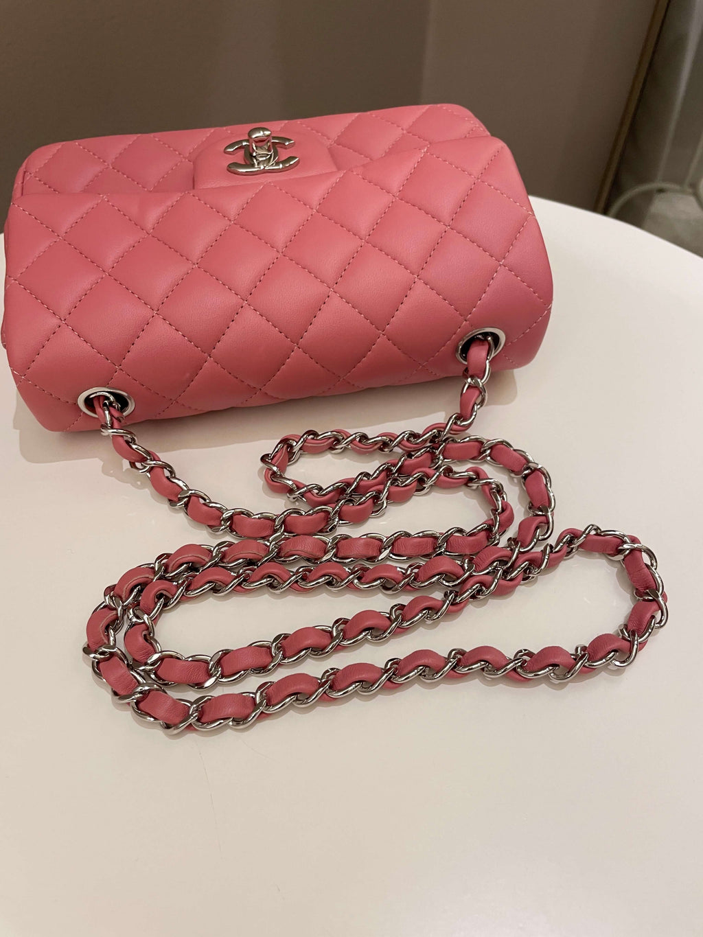Chanel Classic Quilted Mini Rectangular Mauve Pink Lambskin