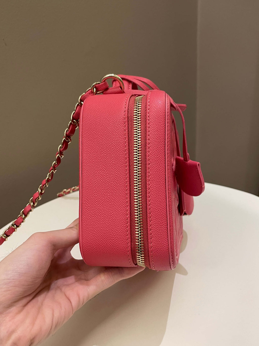Chanel Filigree Vanity Case Pink Caviar