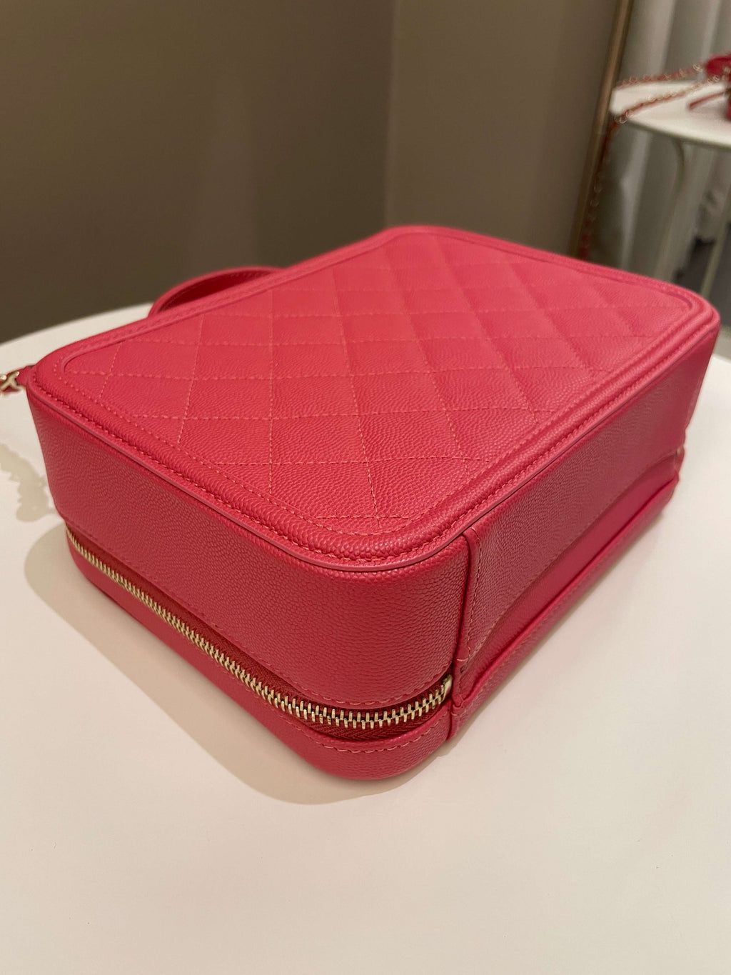 Chanel Filigree Vanity Case Pink Caviar