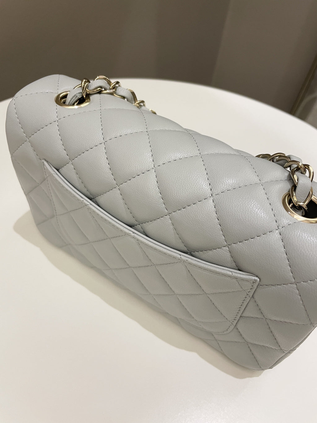 Chanel Classic Quilted Mini Rectangular Light Grey Lambskin