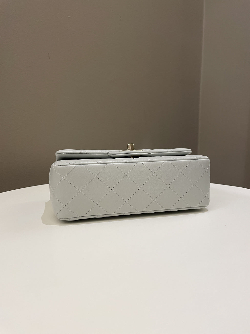 Chanel Classic Quilted Mini Rectangular Light Grey Lambskin