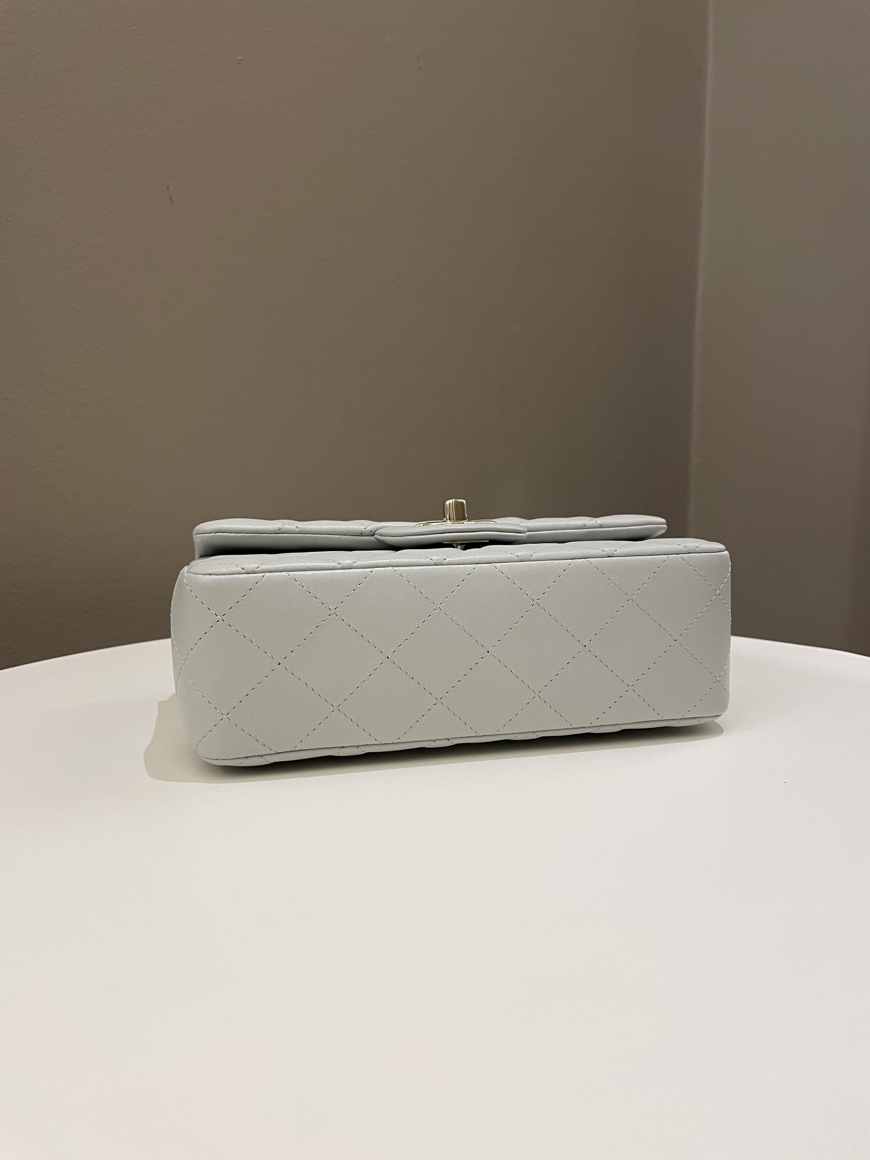 Chanel Classic Quilted Mini Rectangular Light Grey Lambskin