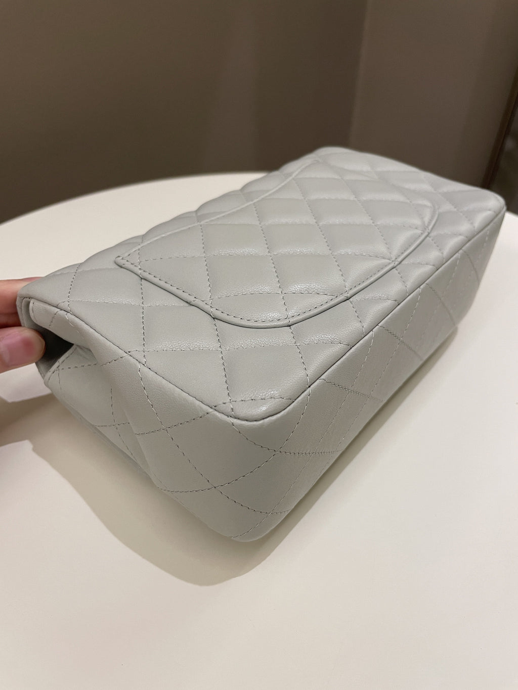 Chanel Classic Quilted Mini Rectangular Light Grey Lambskin