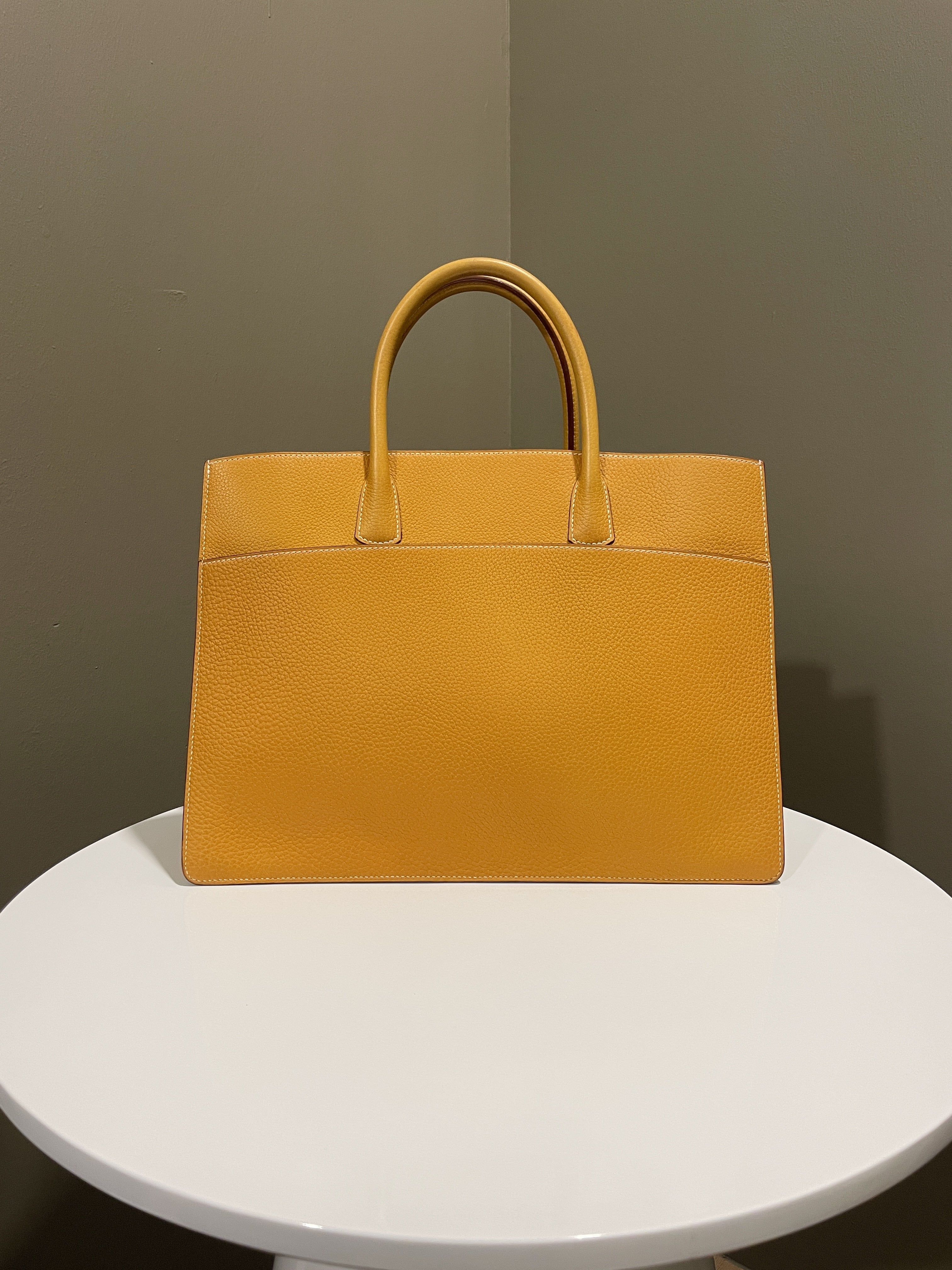Hermes White Bus 39 Natural Sable Clemence