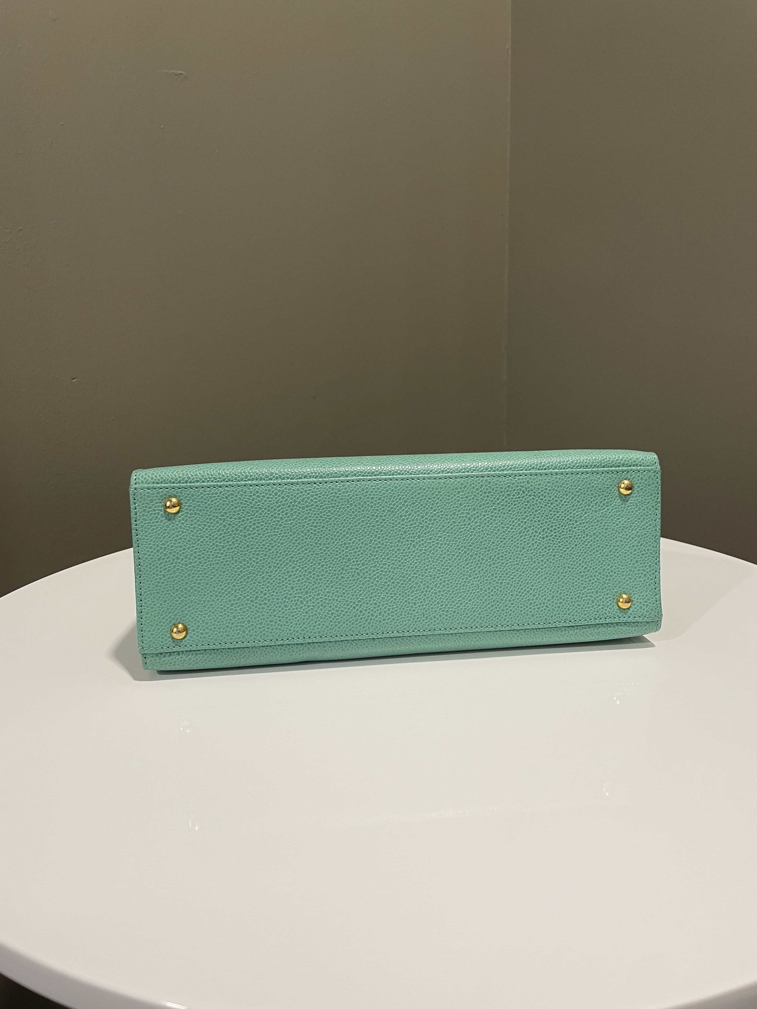 Chanel Vintage Shoulder Tote Bag Mint Caviar