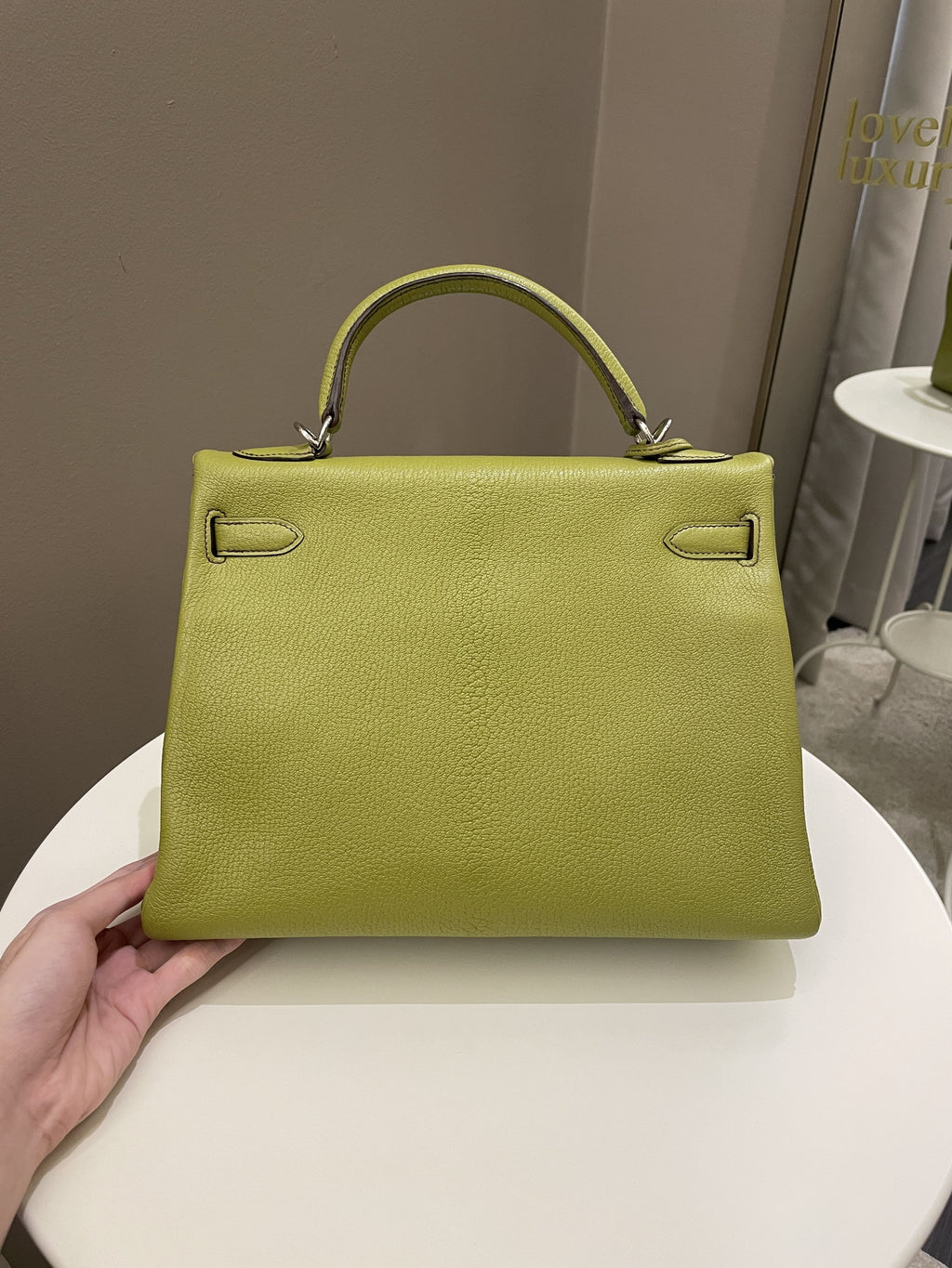 Hermes Kelly Retourne 32 Vert Anis ChÃƒÆ’Ã‚Â¨vre