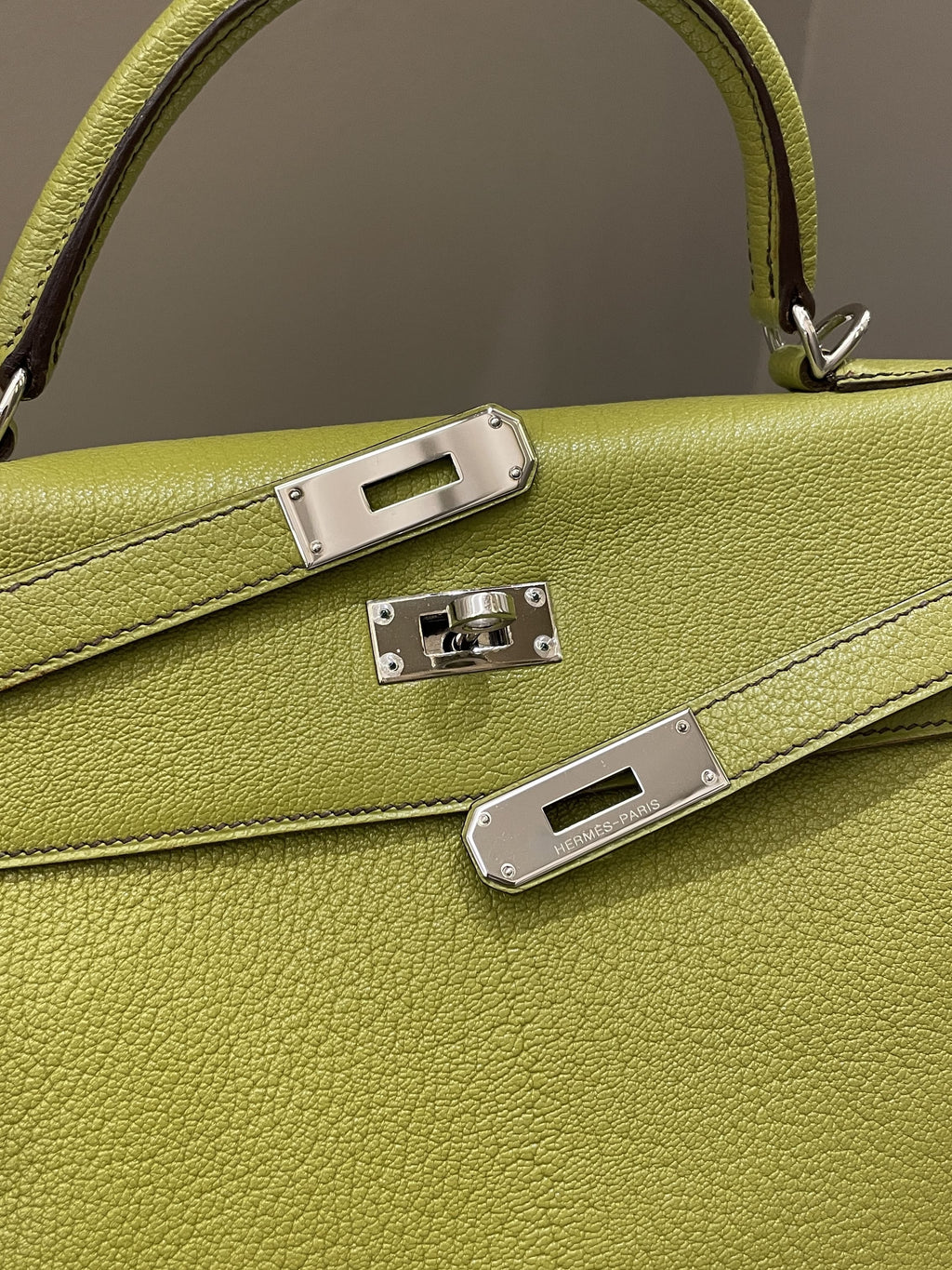 Hermes Kelly Retourne 32 Vert Anis ChÃƒÆ’Ã‚Â¨vre