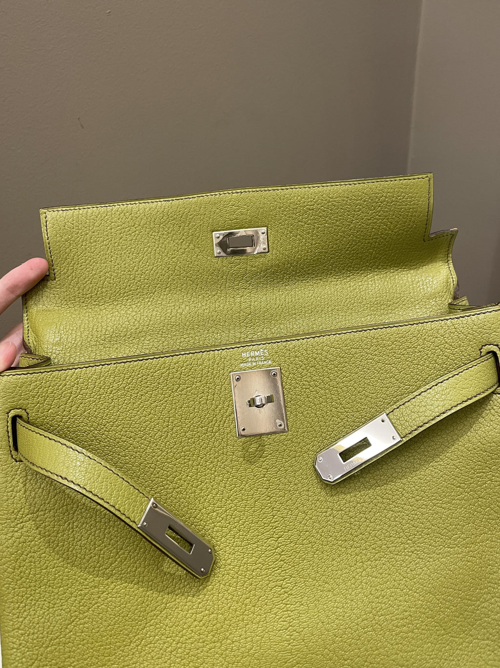 Hermes Kelly Retourne 32 Vert Anis ChÃƒÆ’Ã‚Â¨vre