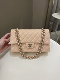 Chanel Classic Quilted Medium Double Flap Beige Peach Caviar
