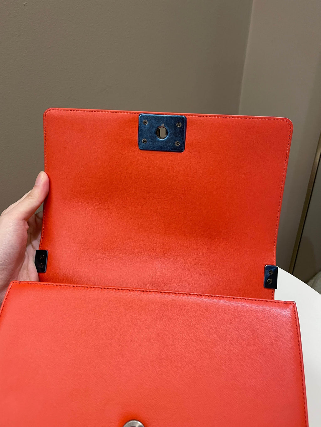 Chanel Herringbone Chevron Boy Old Medium Red Calfskin