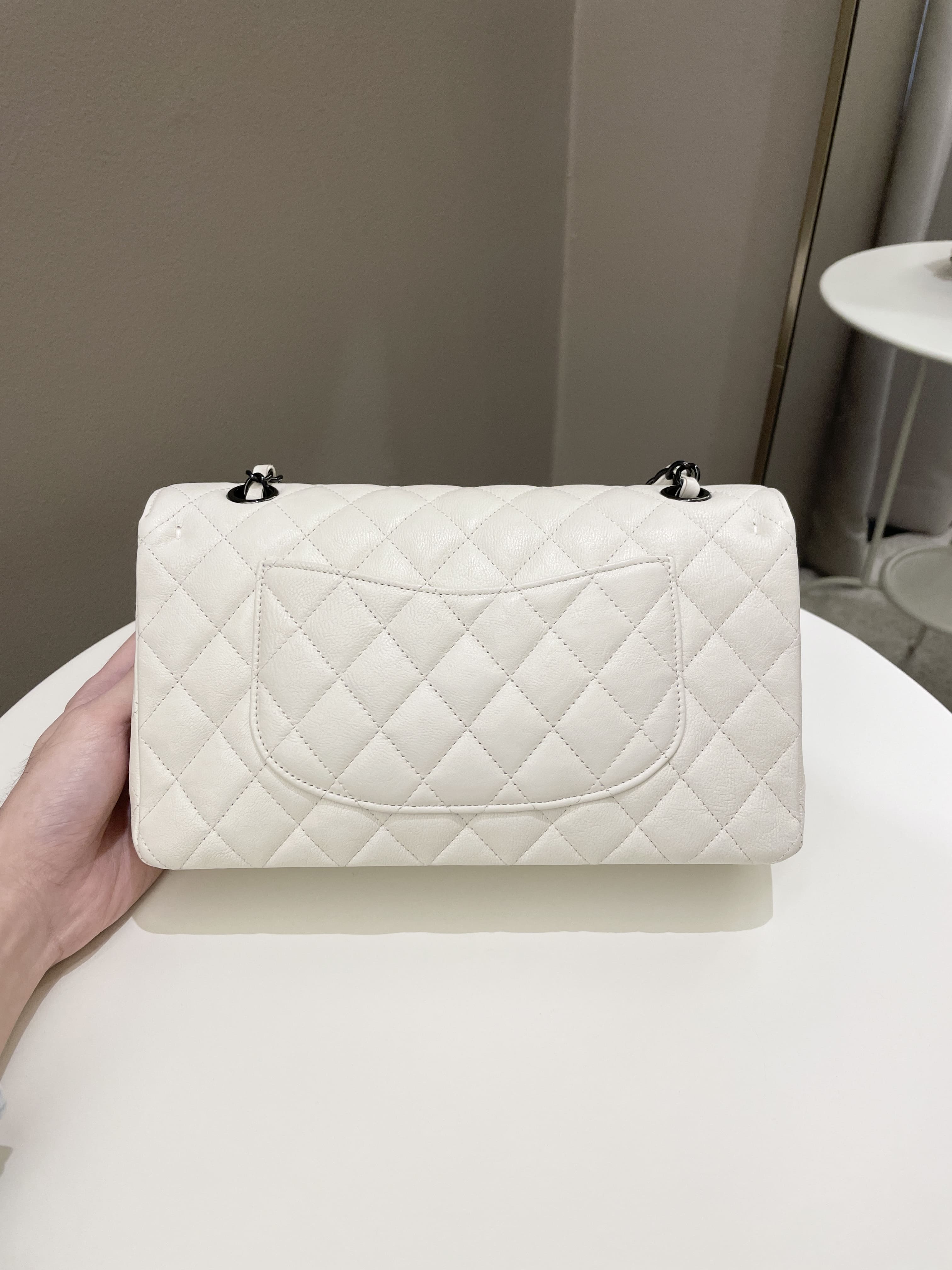 Chanel Classic Quilted Medium Double Flap Ivory Calf