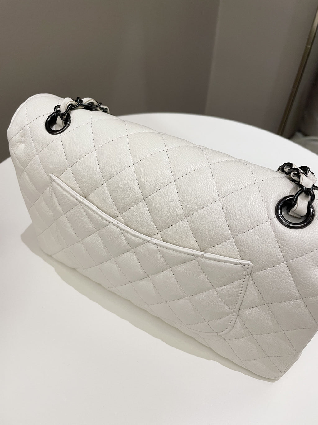 Chanel Classic Quilted Medium Double Flap Ivory Calf