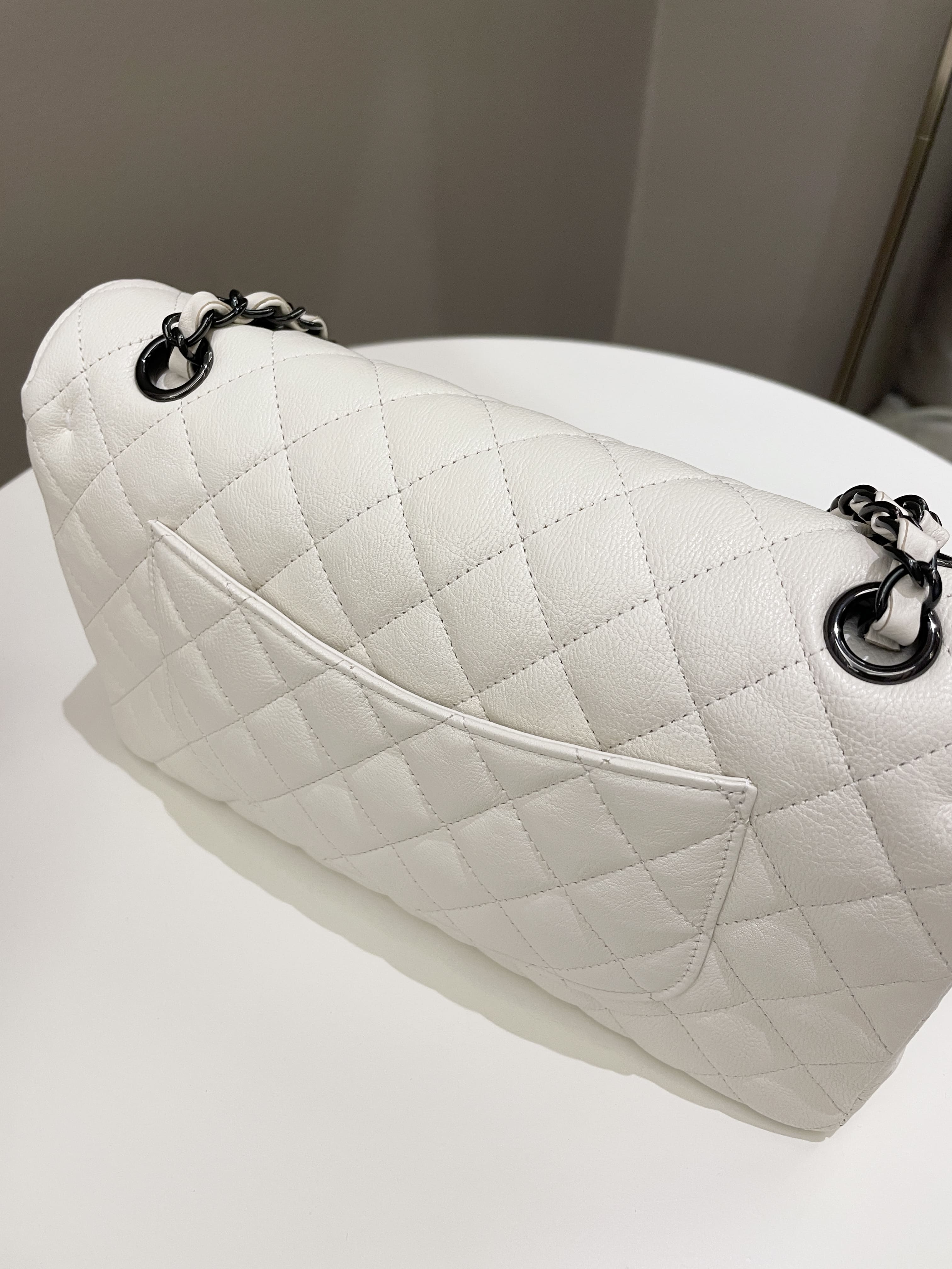 Chanel Classic Quilted Medium Double Flap Ivory Calf