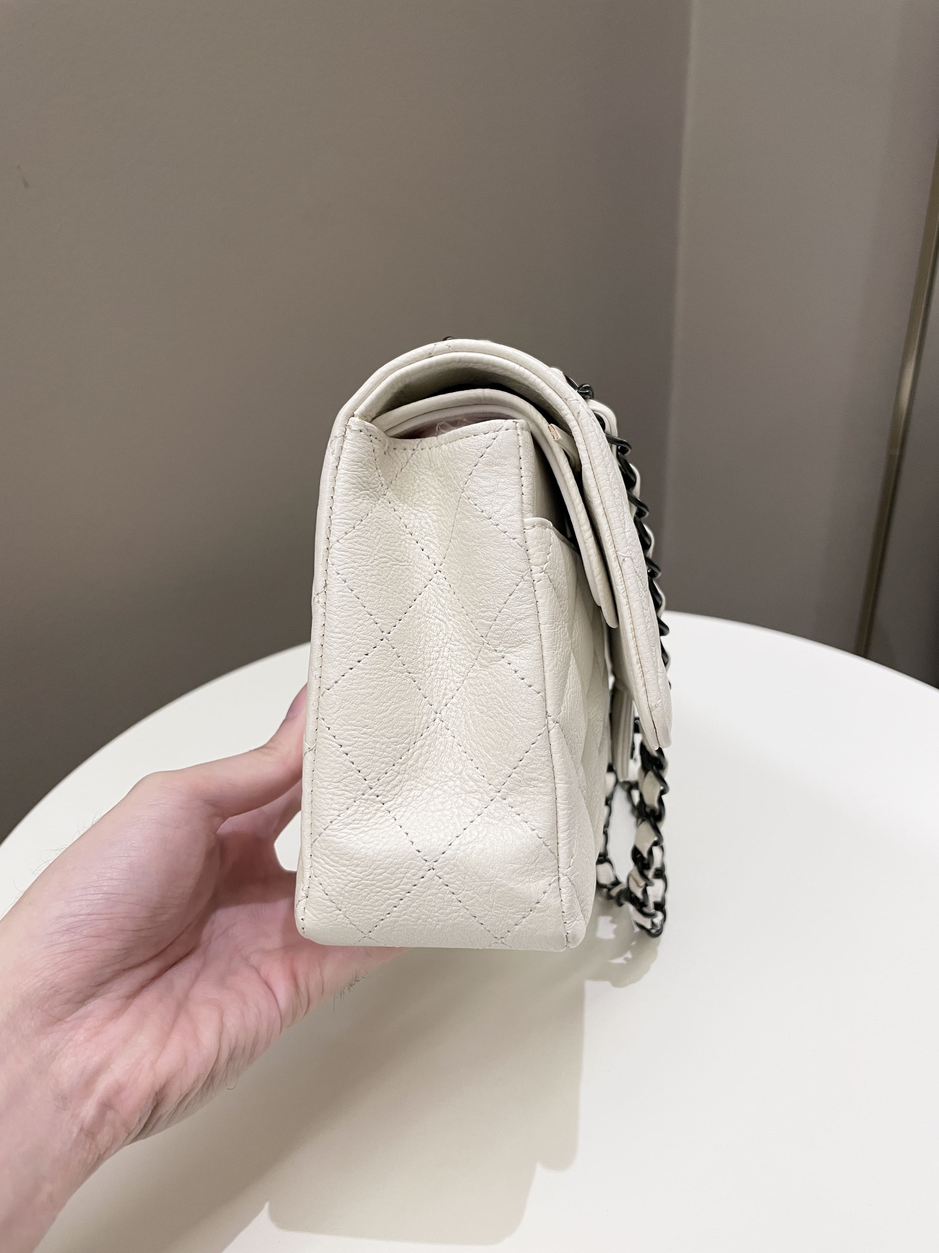 Chanel Classic Quilted Medium Double Flap Ivory Calf