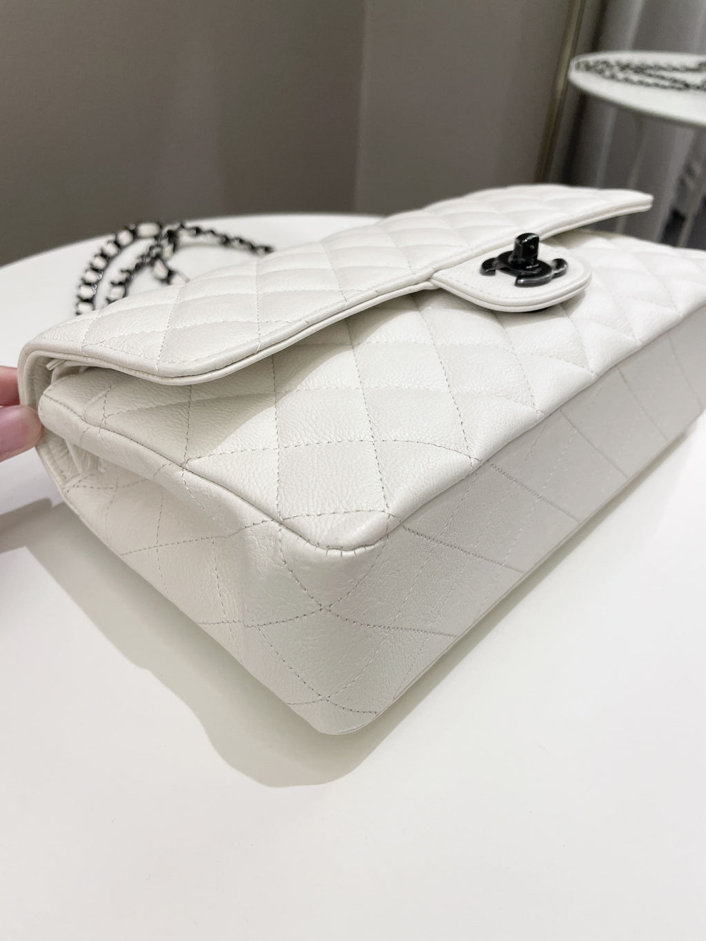 Chanel Classic Quilted Medium Double Flap Ivory Calf