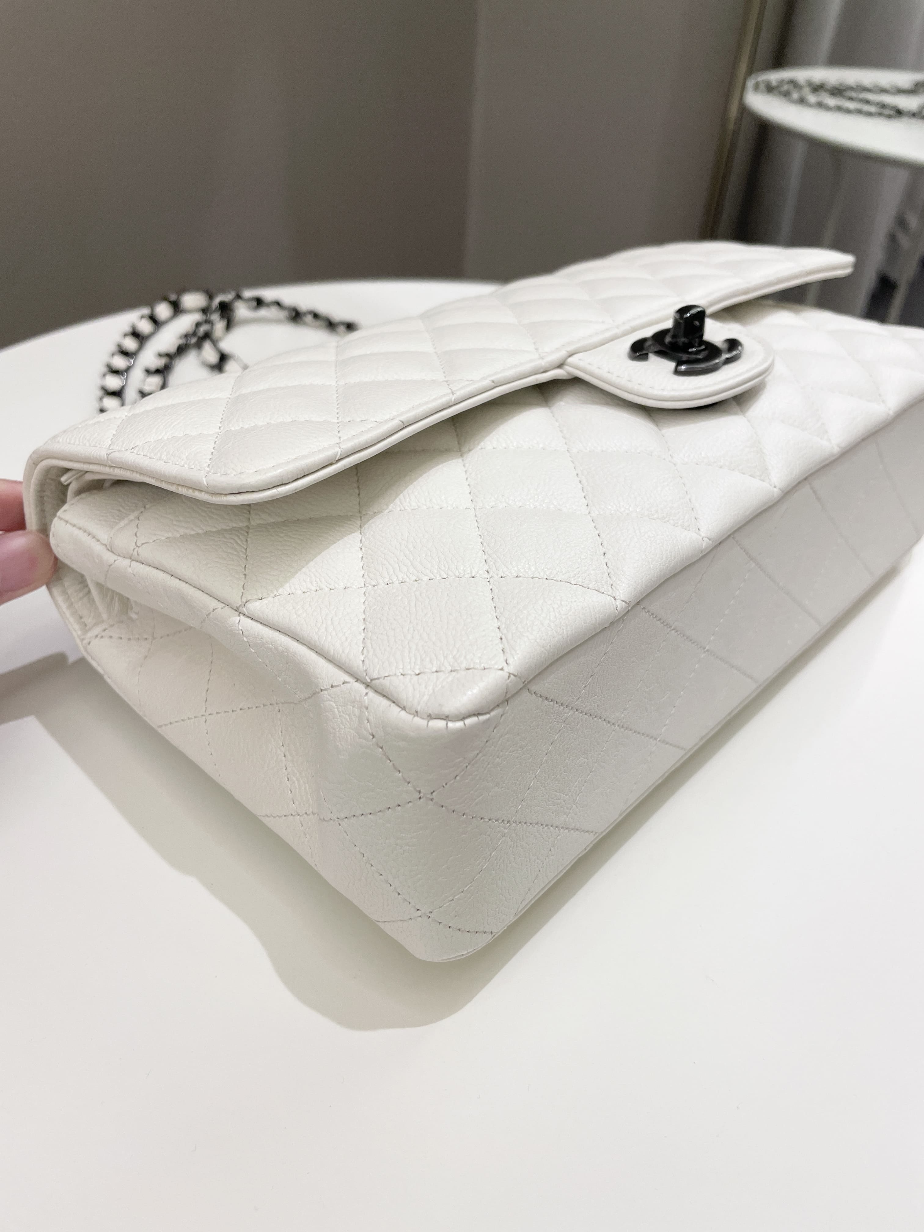Chanel Classic Quilted Medium Double Flap Ivory Calf