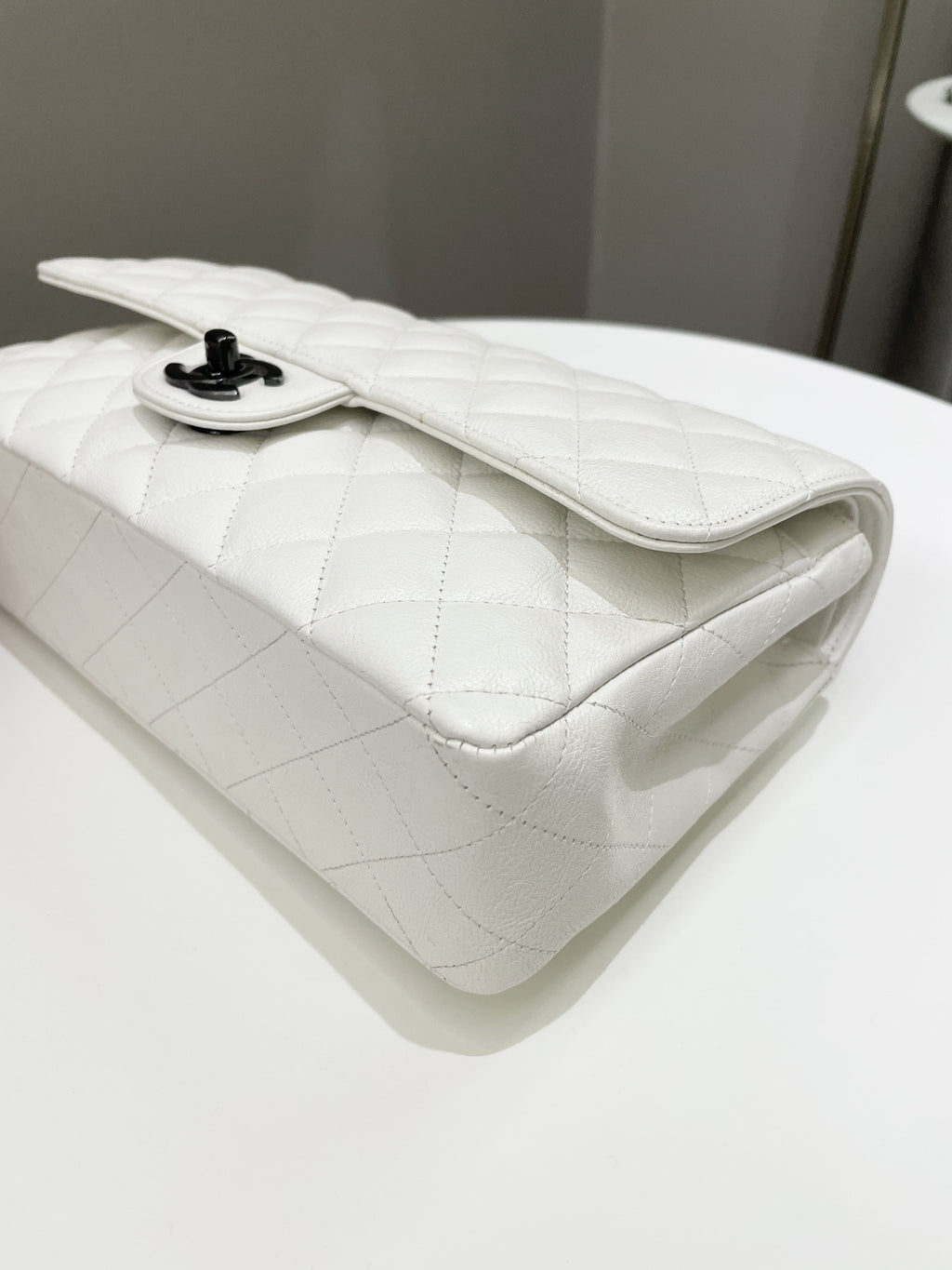Chanel Classic Quilted Medium Double Flap Ivory Calf