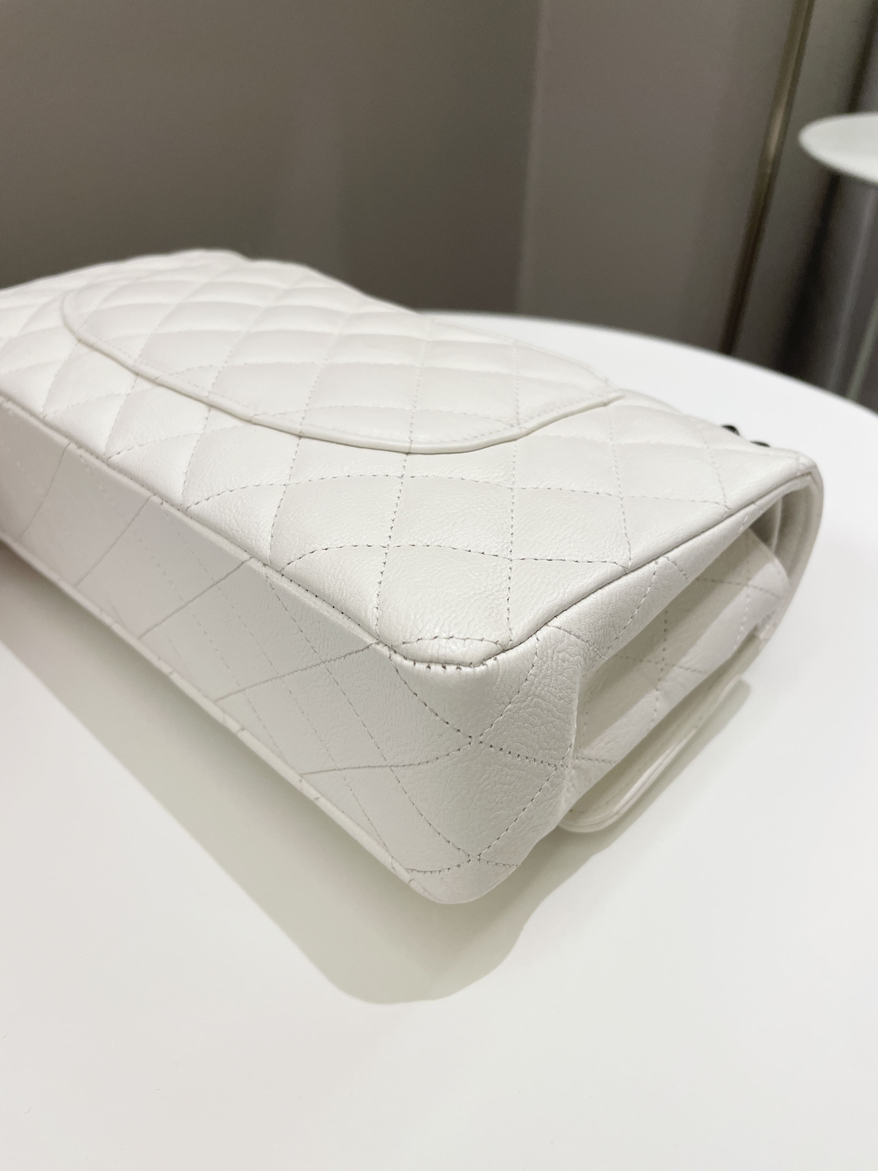 Chanel Classic Quilted Medium Double Flap Ivory Calf