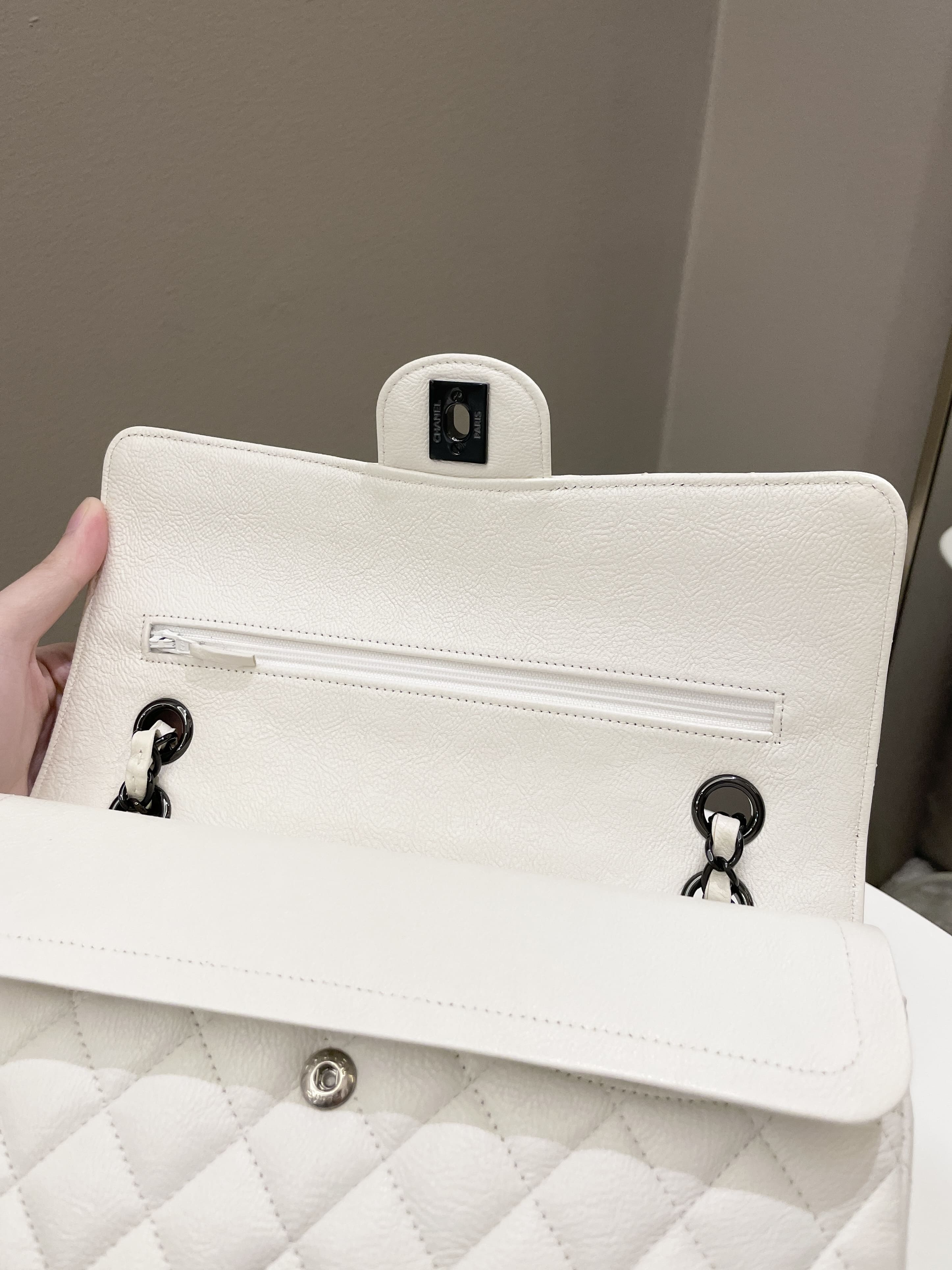 Chanel Classic Quilted Medium Double Flap Ivory Calf