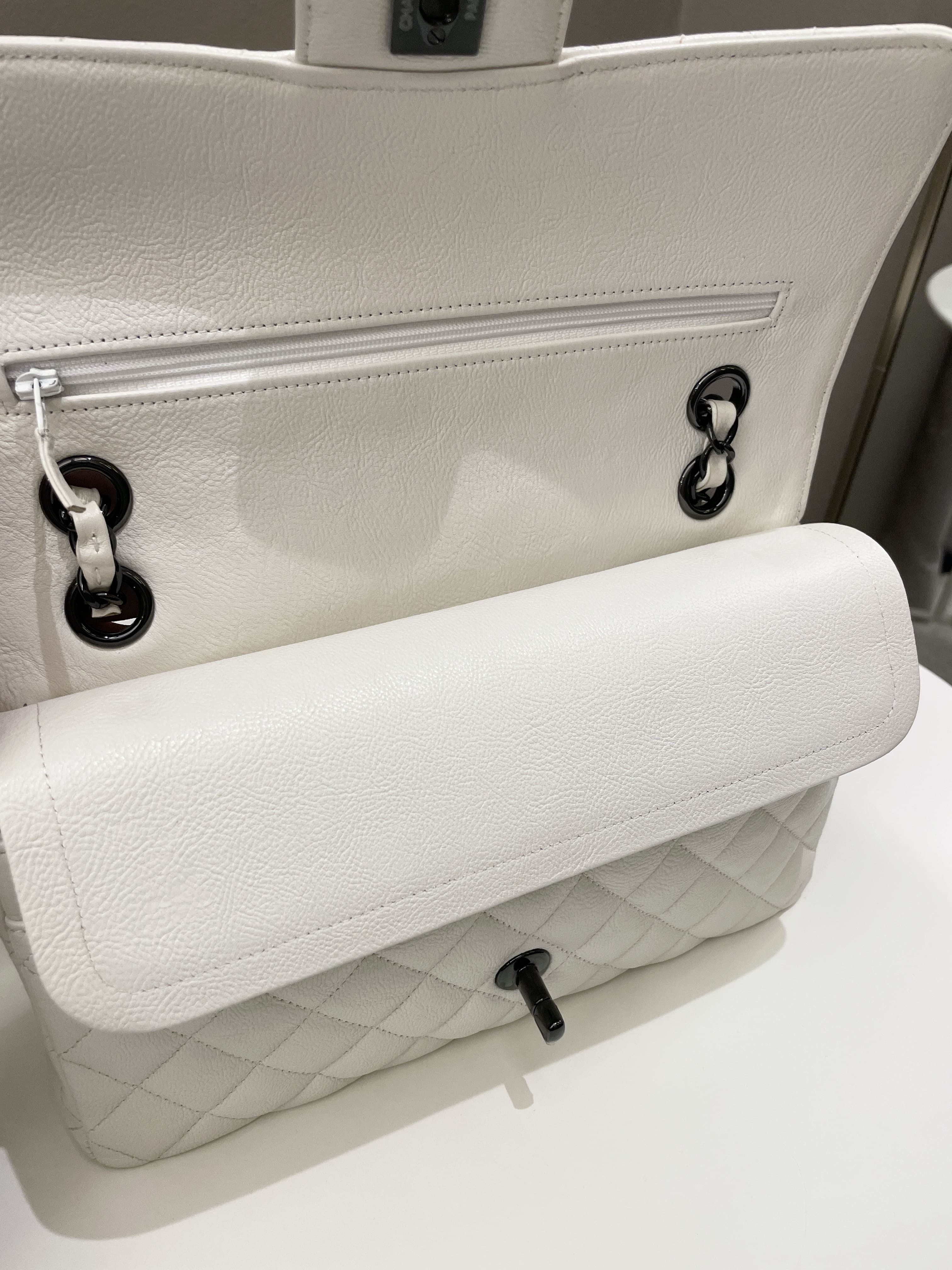 Chanel Classic Quilted Medium Double Flap Ivory Calf