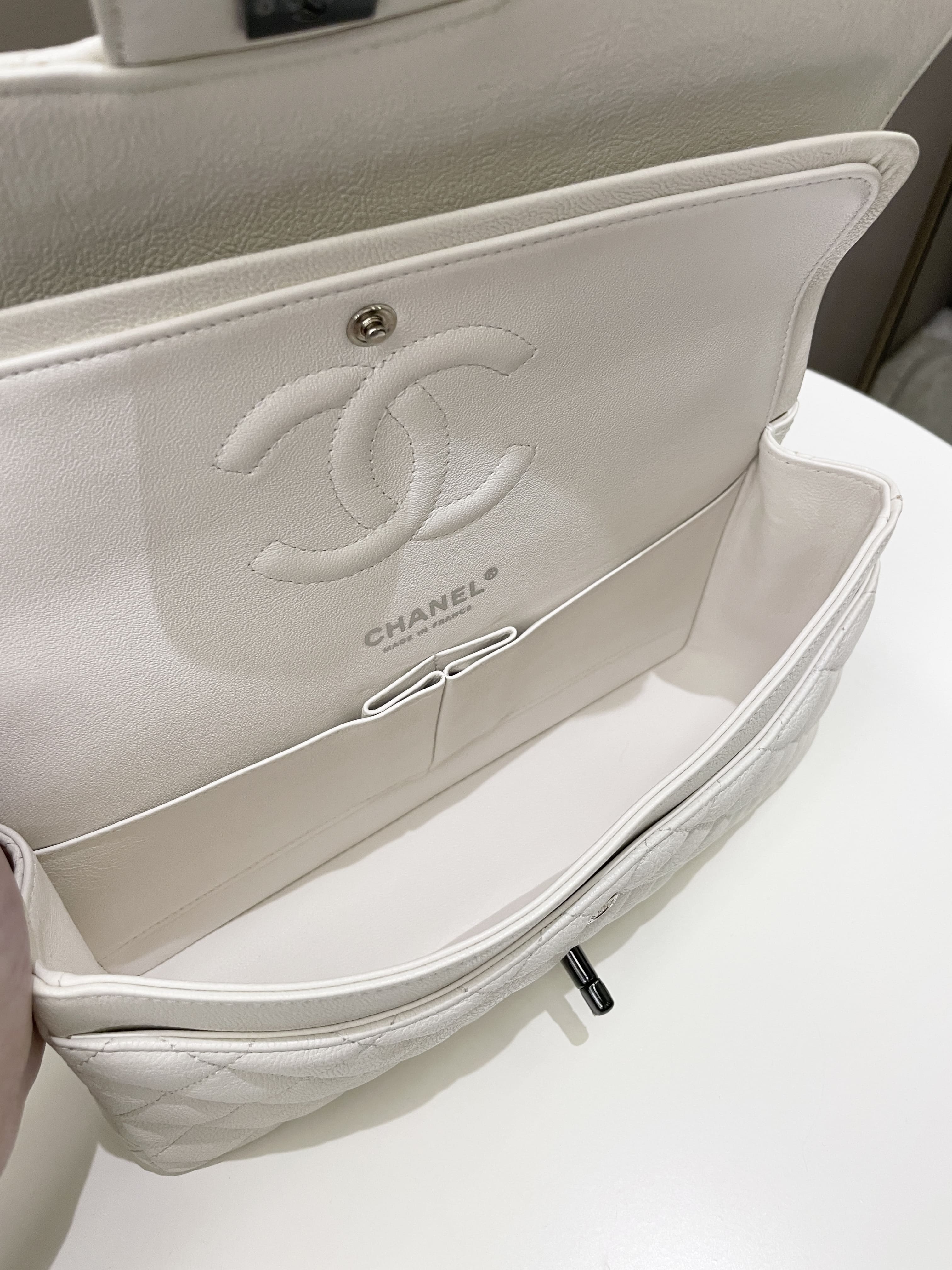 Chanel Classic Quilted Medium Double Flap Ivory Calf
