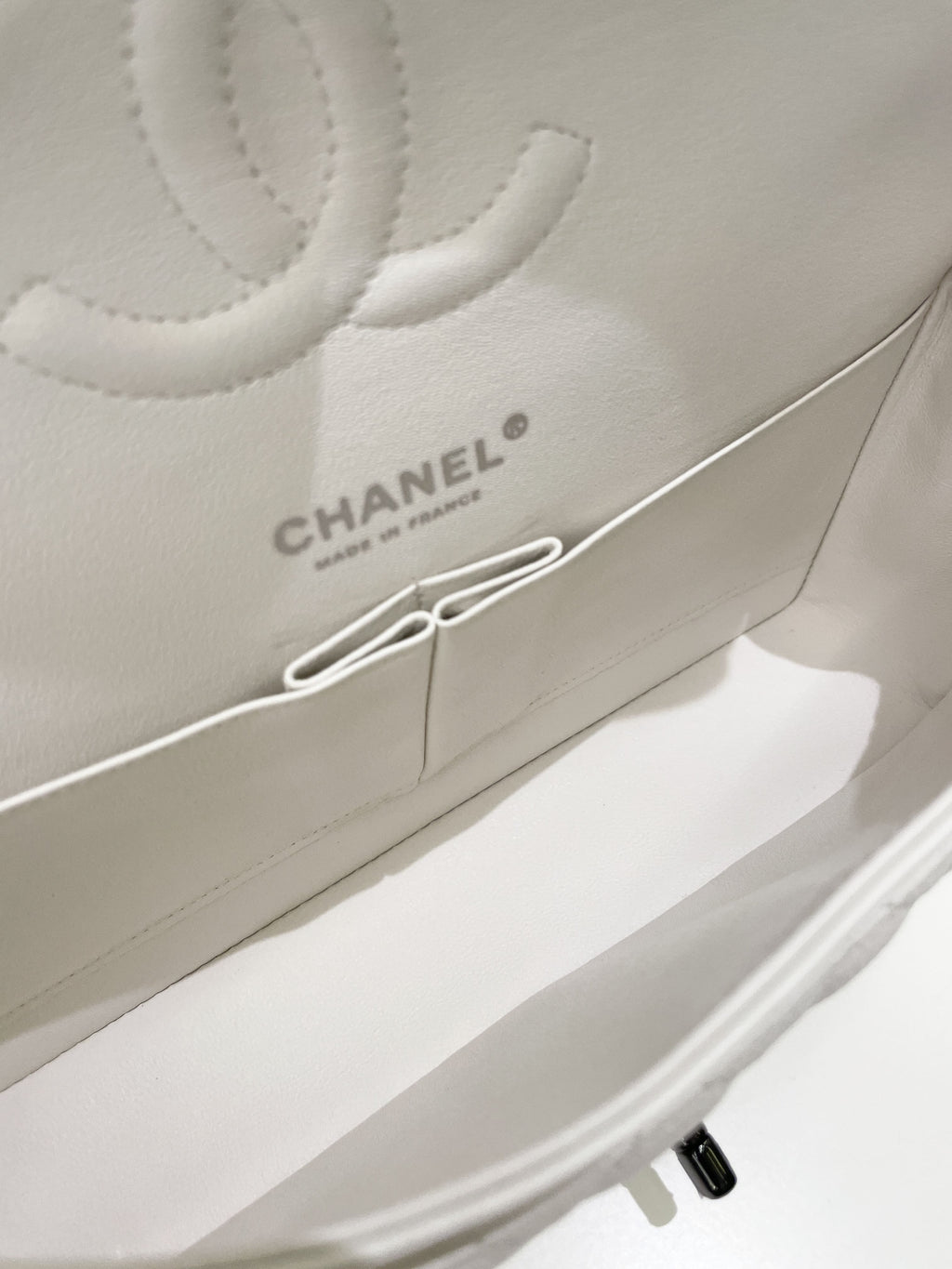 Chanel Classic Quilted Medium Double Flap Ivory Calf