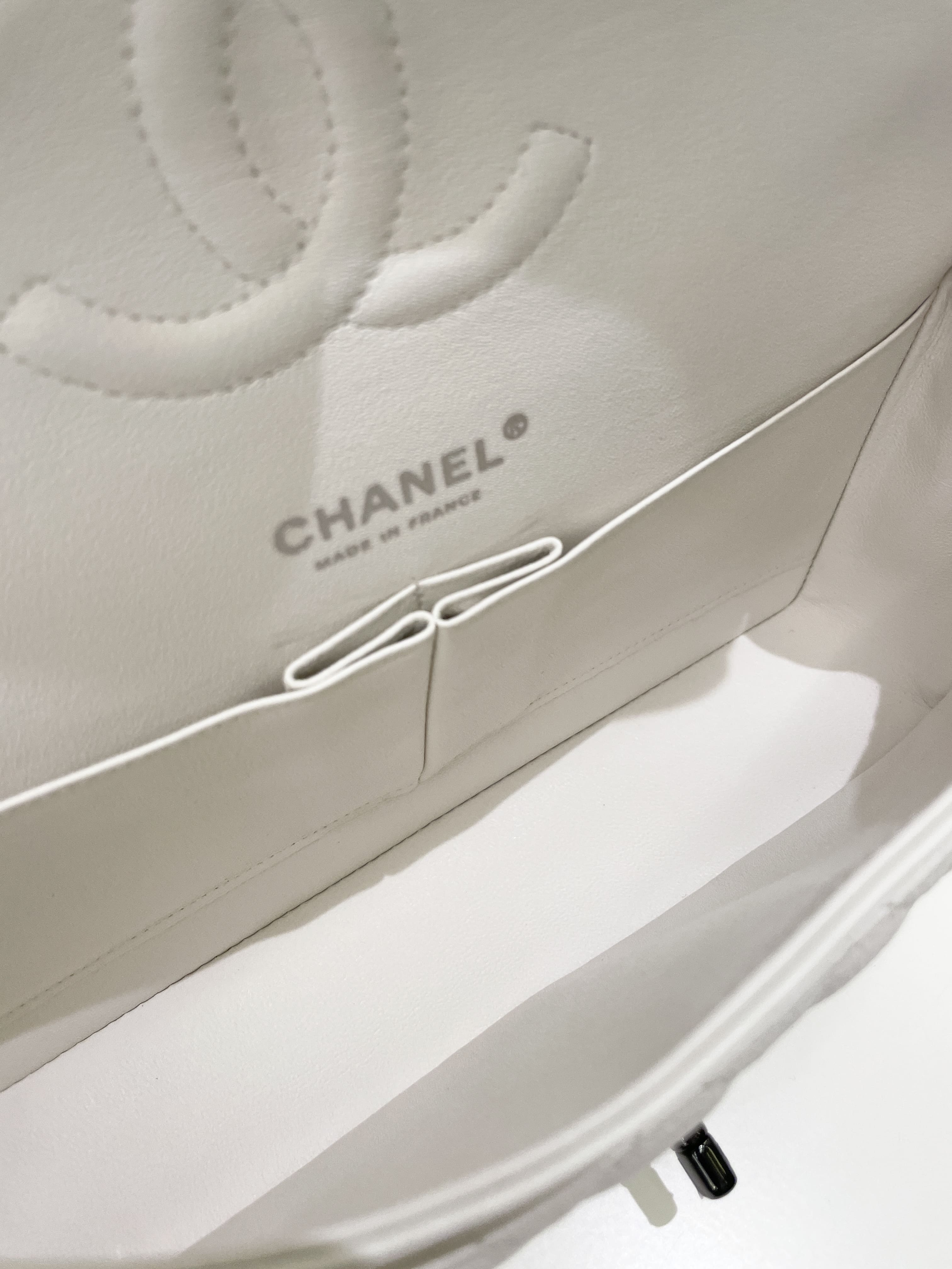 Chanel Classic Quilted Medium Double Flap Ivory Calf