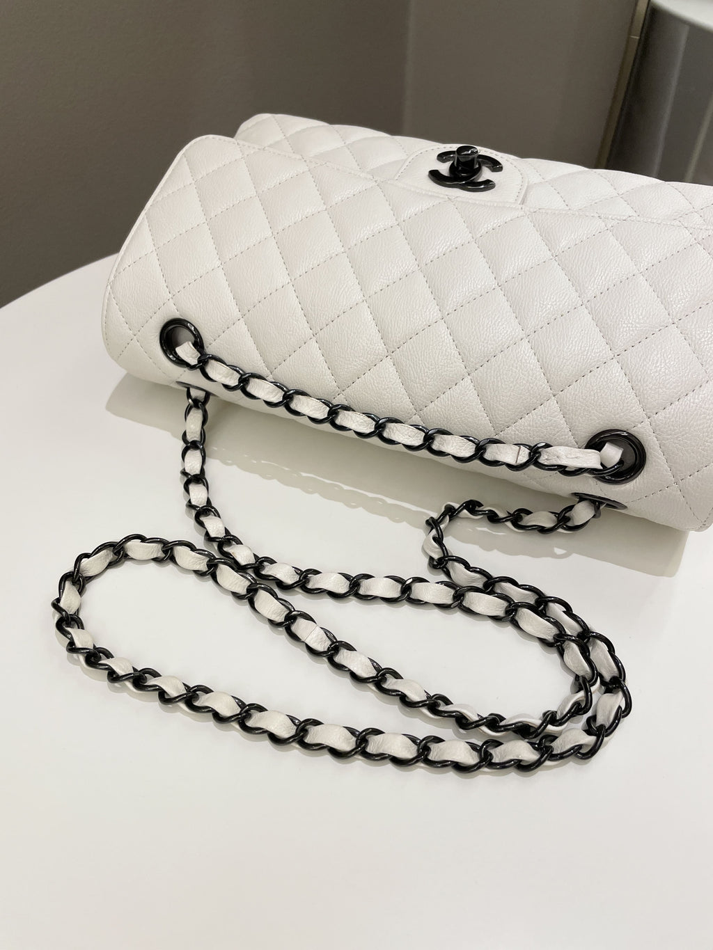 Chanel Classic Quilted Medium Double Flap Ivory Calf