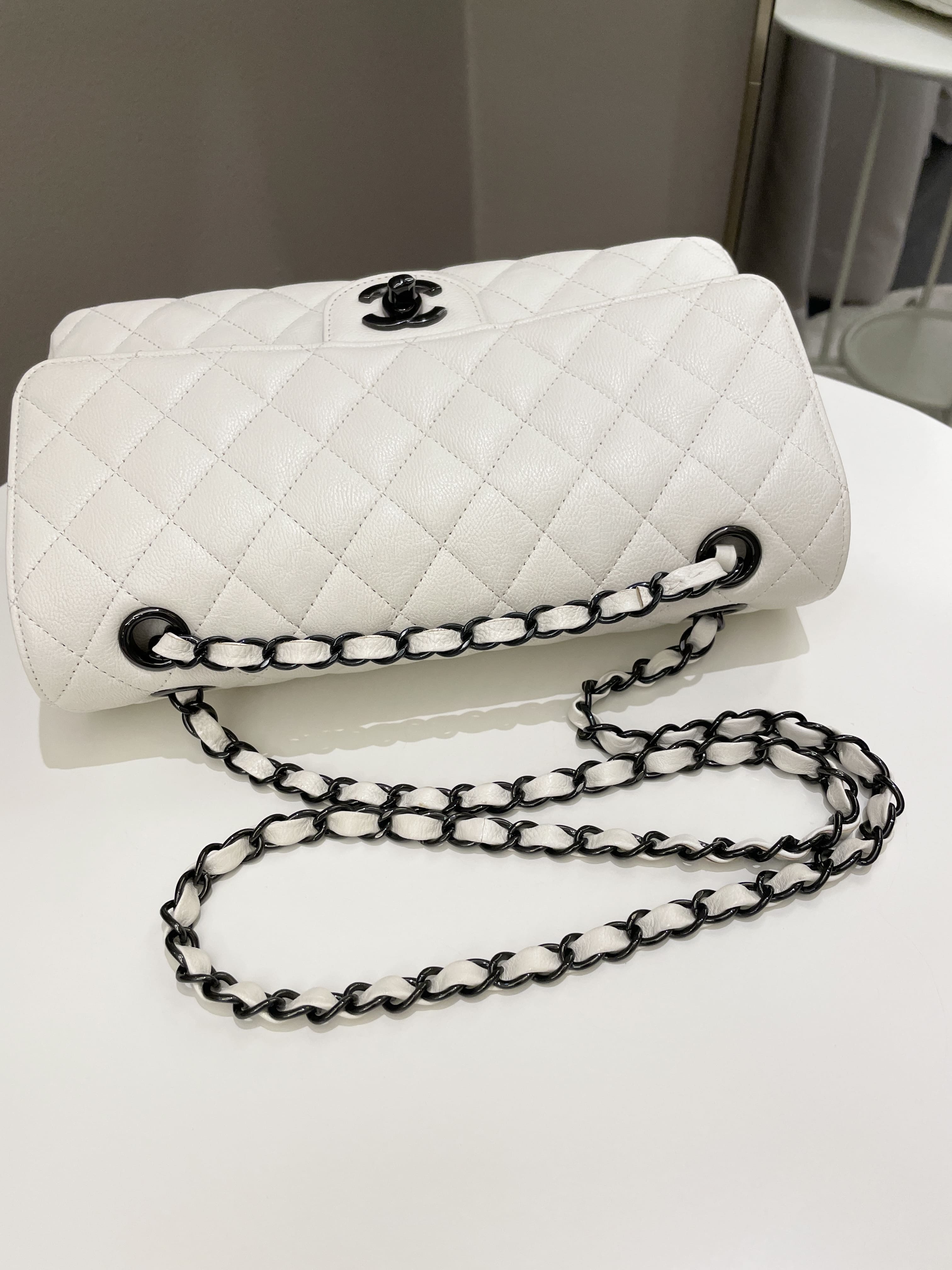 Chanel Classic Quilted Medium Double Flap Ivory Calf
