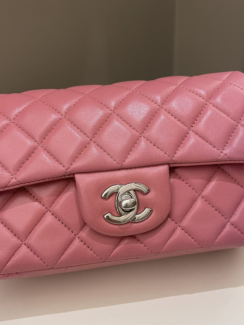 Chanel Classic Quilted Mini Rectangular Mauve Pink Lambskin
