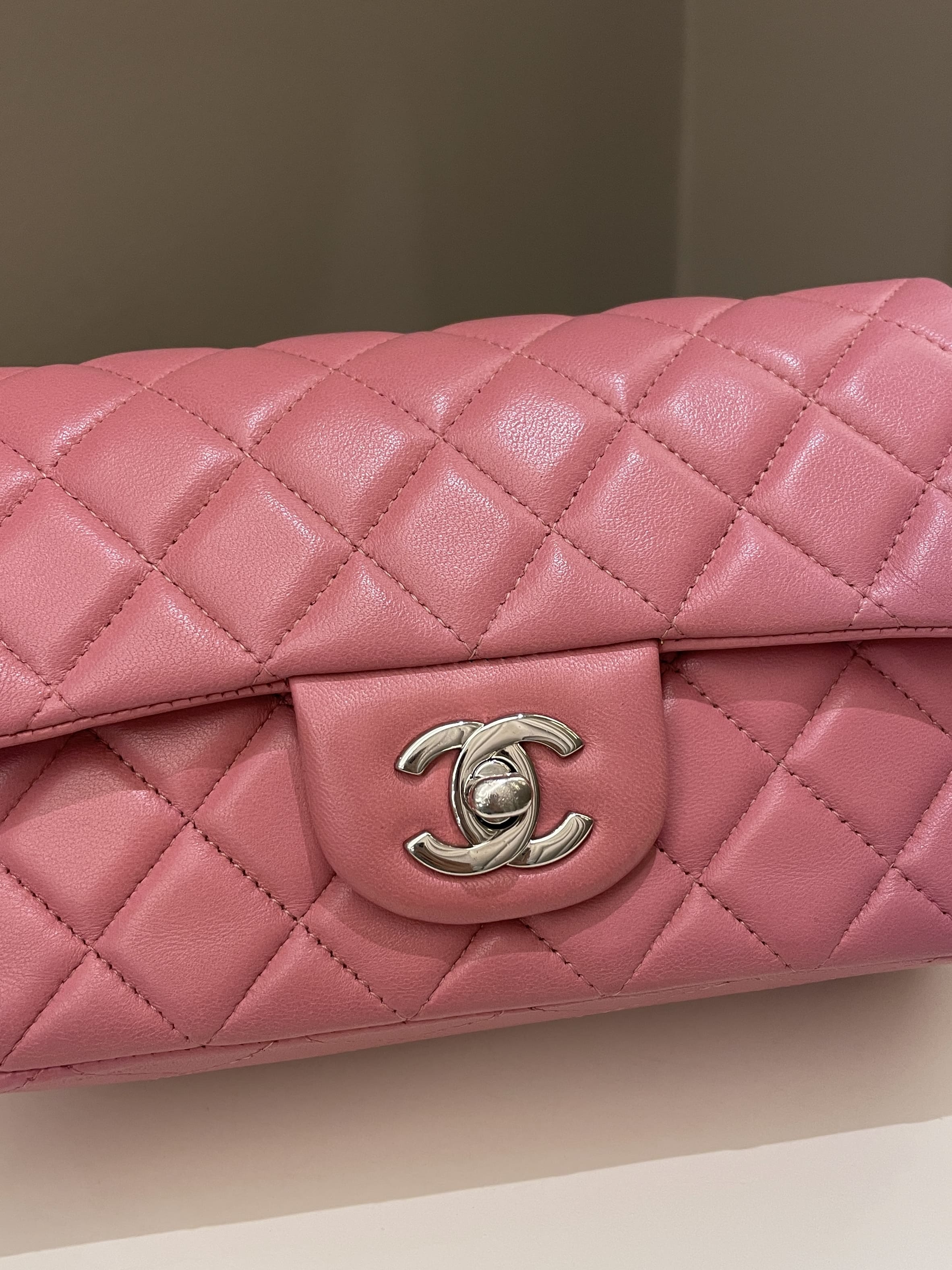 Chanel Classic Quilted Mini Rectangular Mauve Pink Lambskin