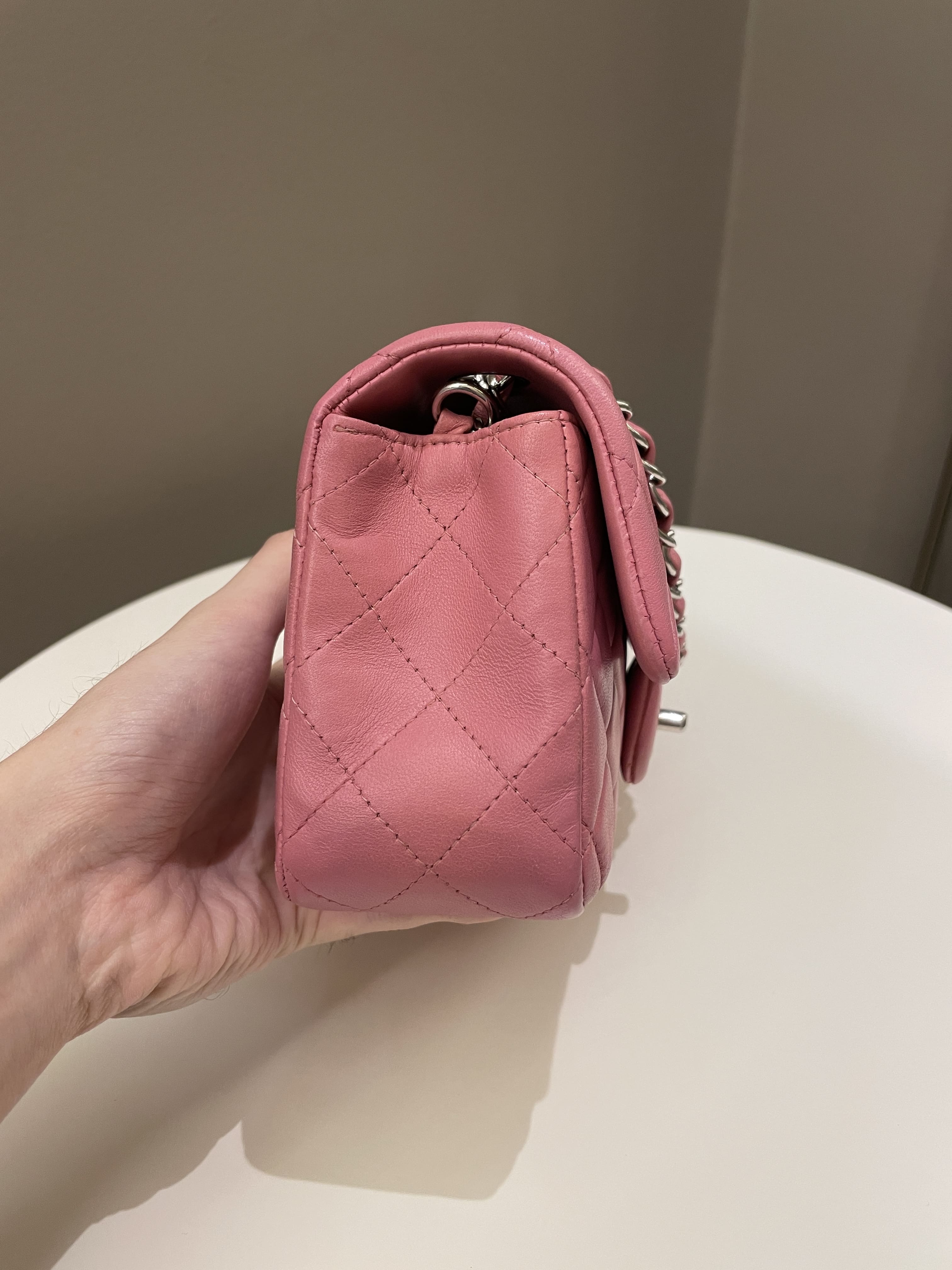 Chanel Classic Quilted Mini Rectangular Mauve Pink Lambskin