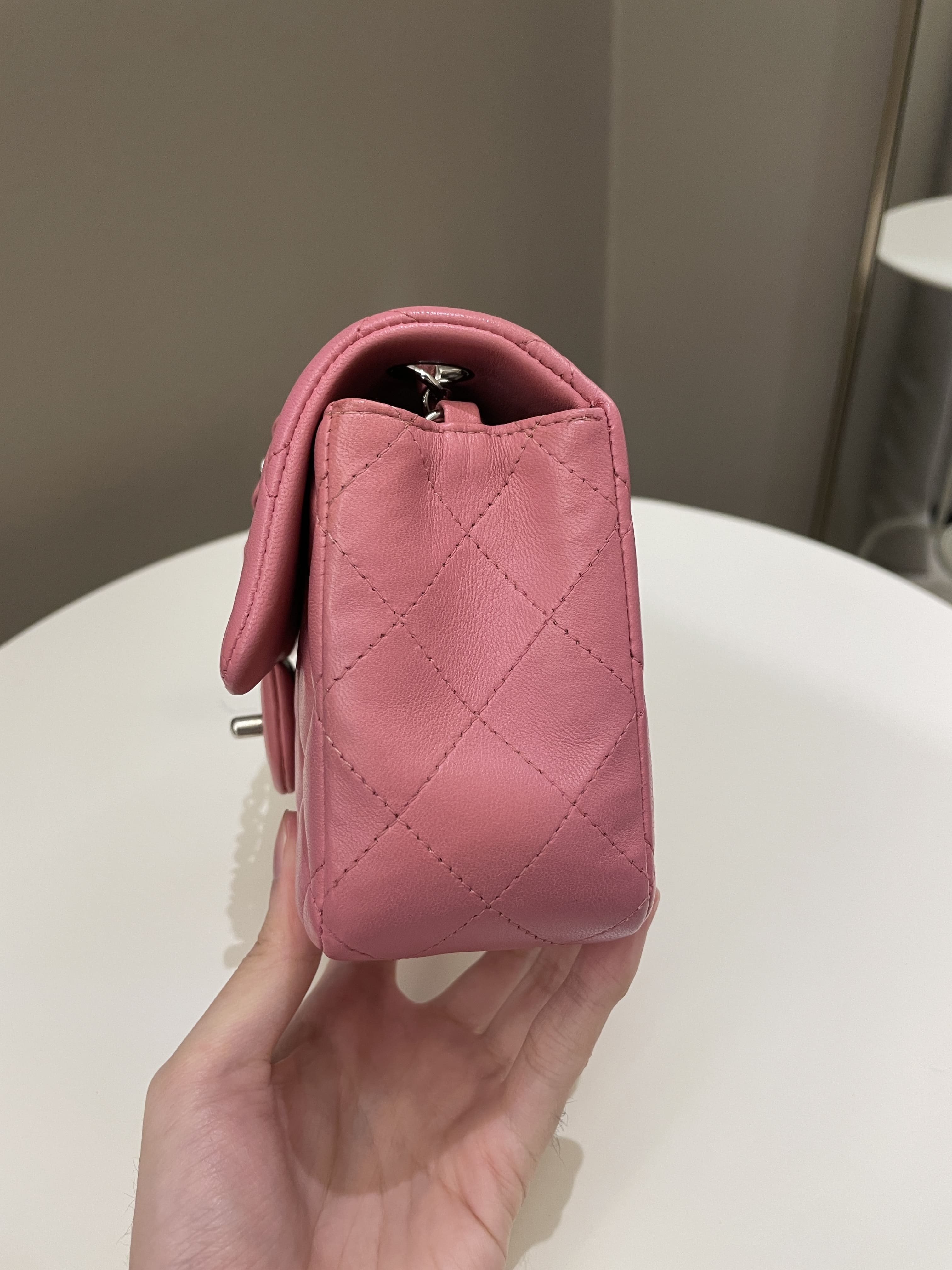 Chanel Classic Quilted Mini Rectangular Mauve Pink Lambskin