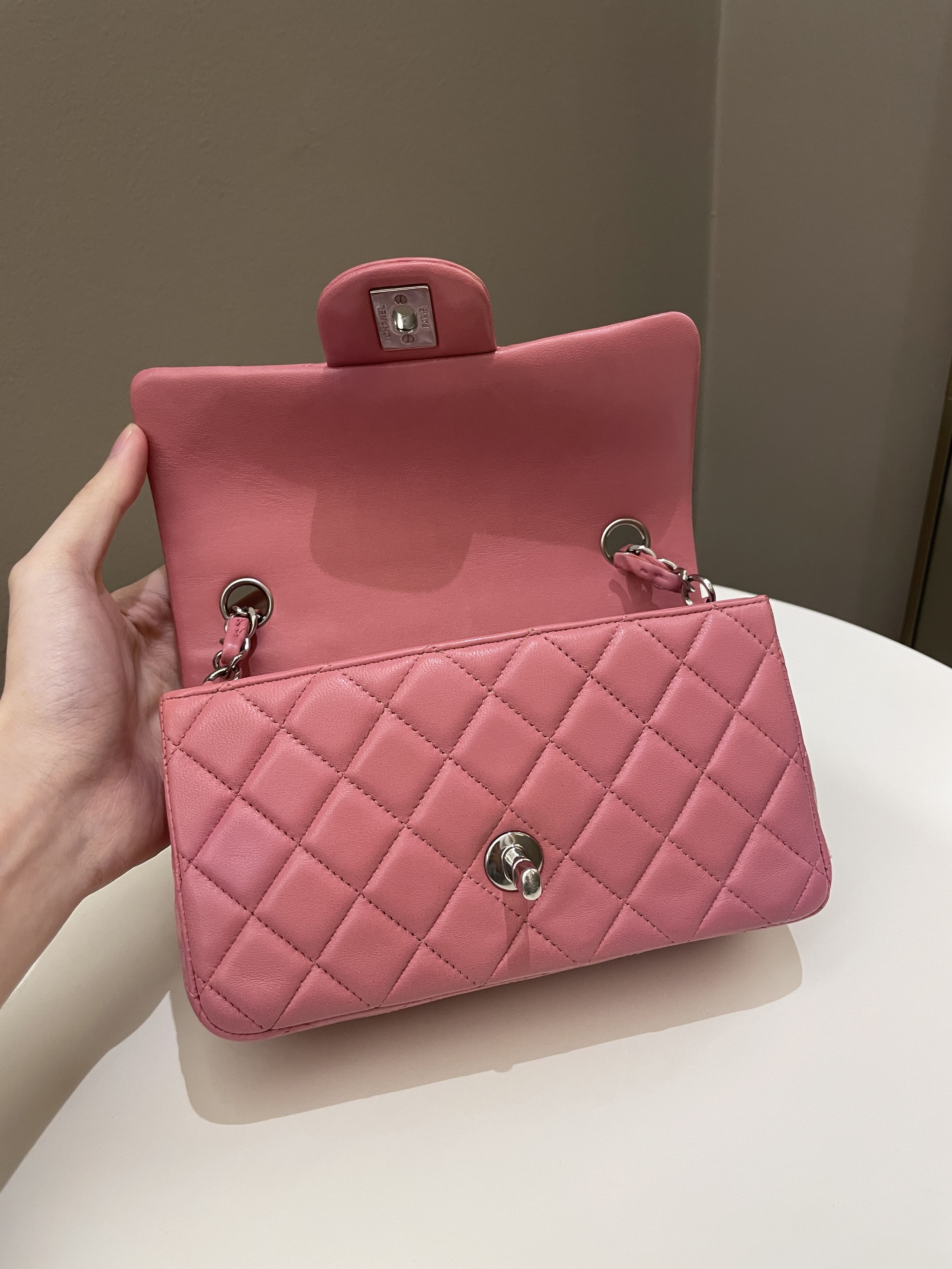 Chanel Classic Quilted Mini Rectangular Mauve Pink Lambskin