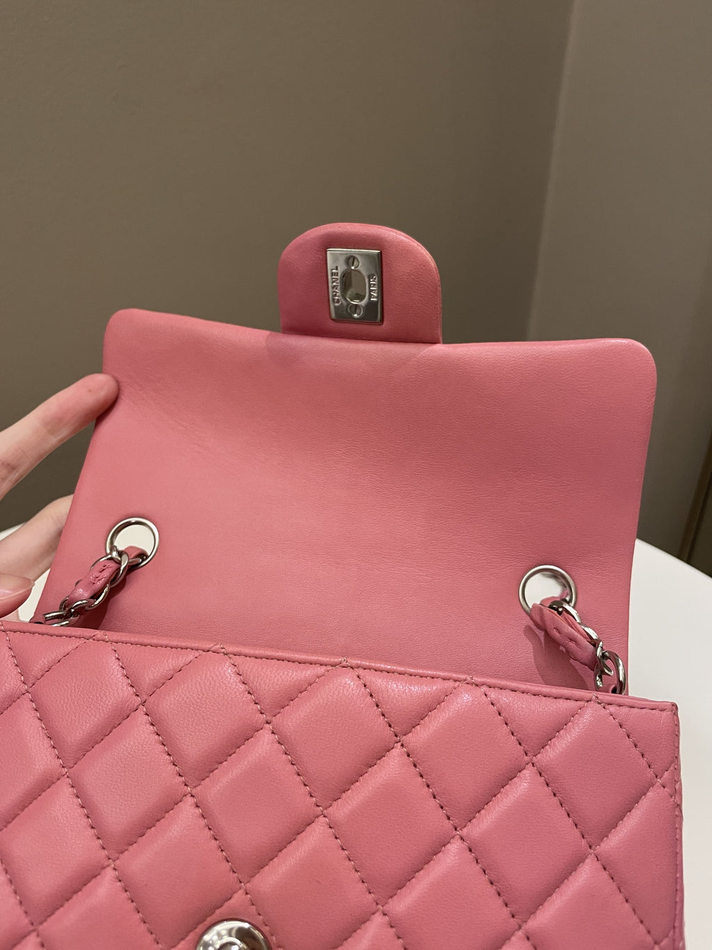 Chanel Classic Quilted Mini Rectangular Mauve Pink Lambskin