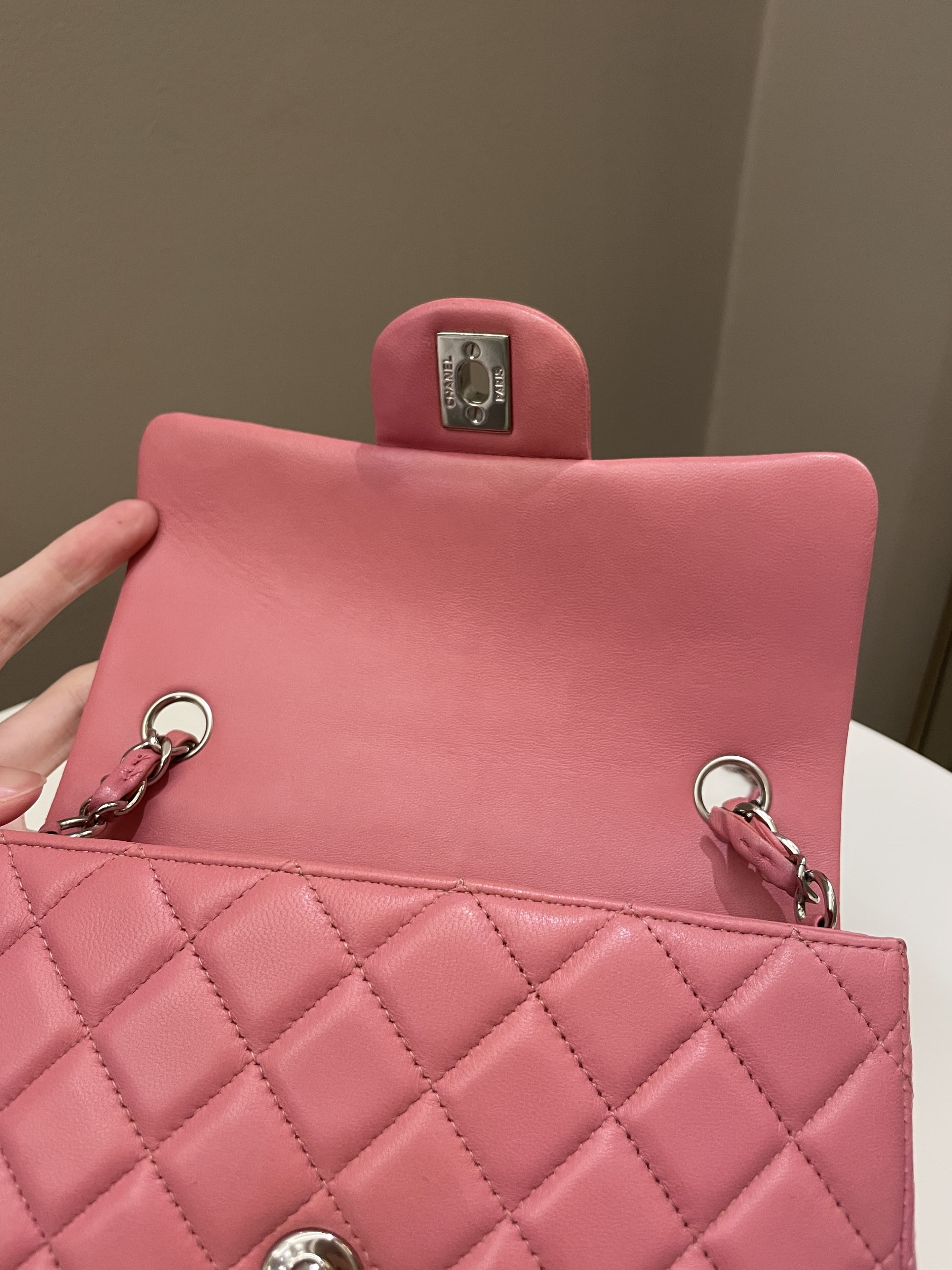Chanel Classic Quilted Mini Rectangular Mauve Pink Lambskin