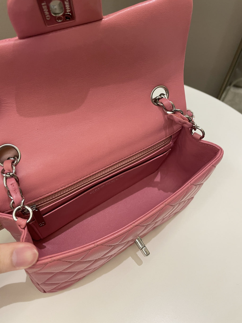 Chanel Classic Quilted Mini Rectangular Mauve Pink Lambskin