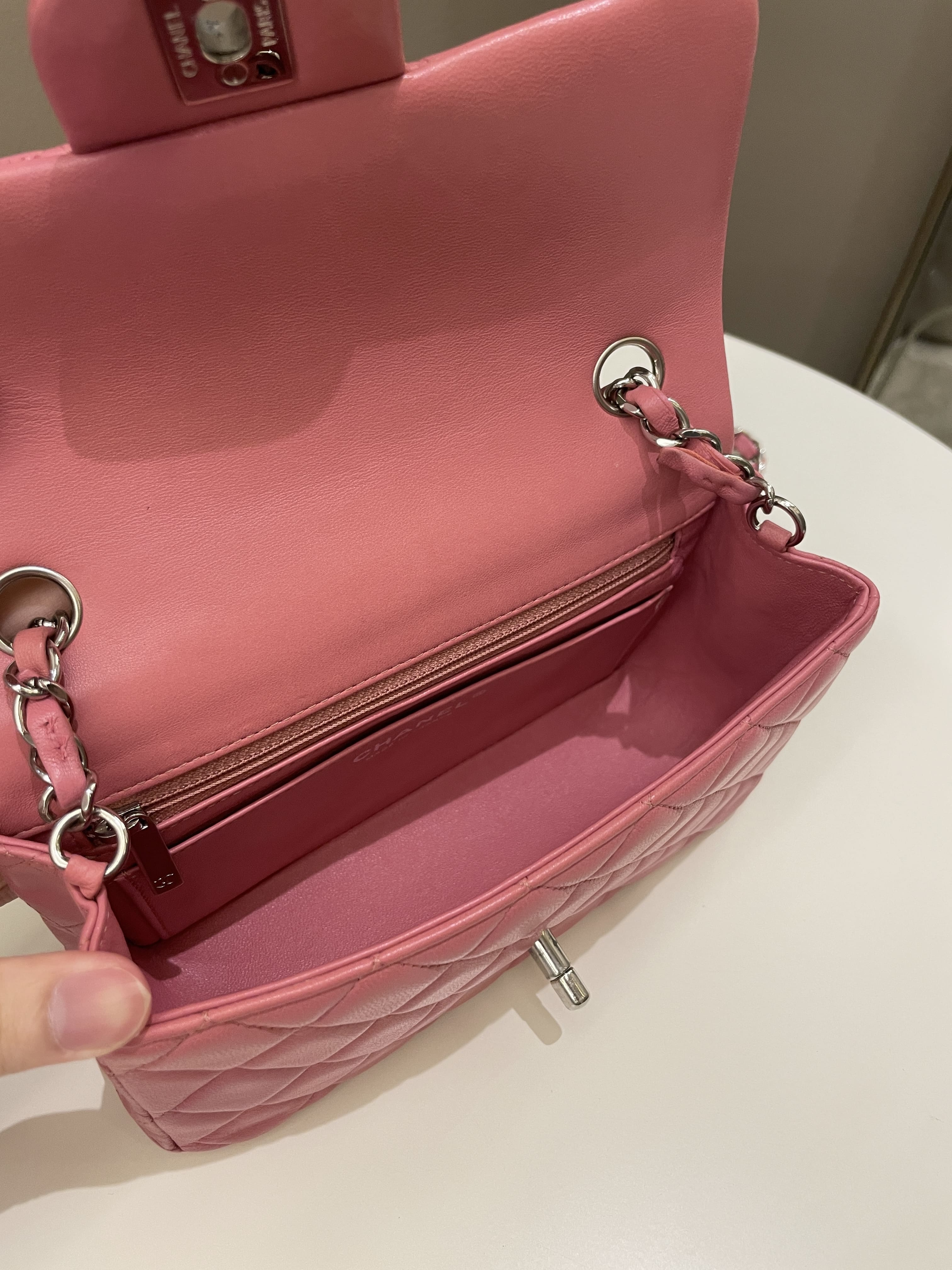 Chanel Classic Quilted Mini Rectangular Mauve Pink Lambskin