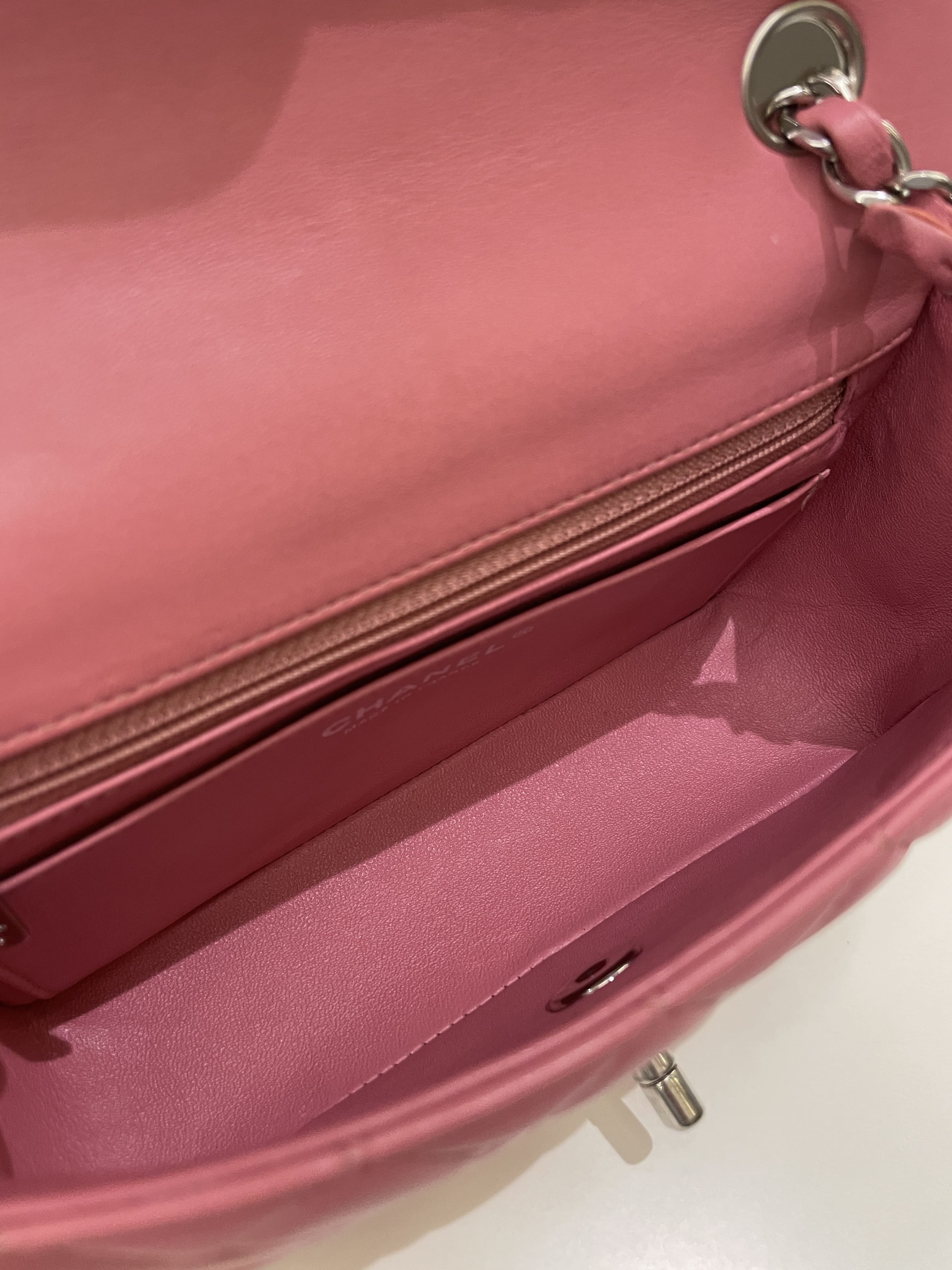 Chanel Classic Quilted Mini Rectangular Mauve Pink Lambskin