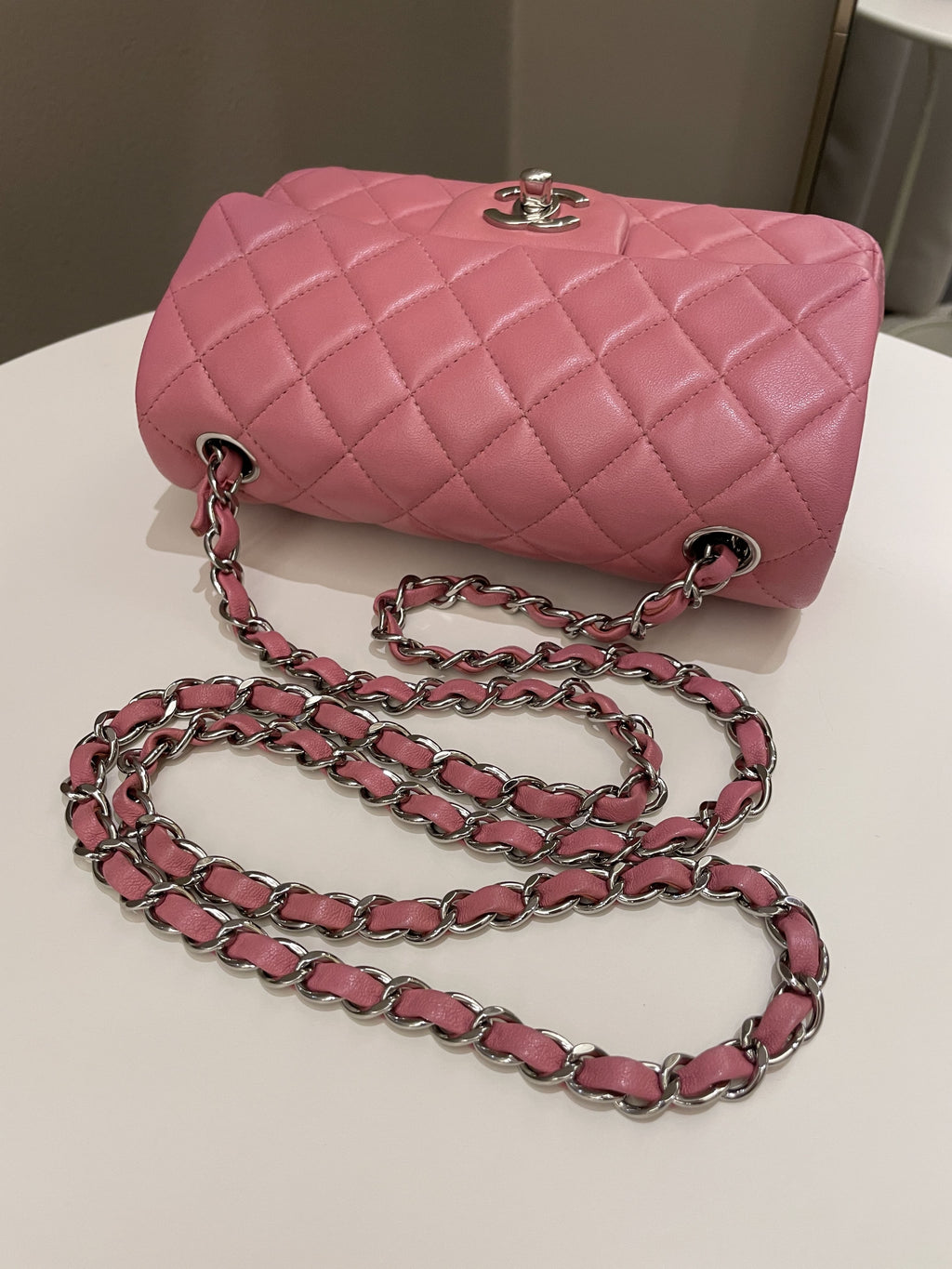 Chanel Classic Quilted Mini Rectangular Mauve Pink Lambskin