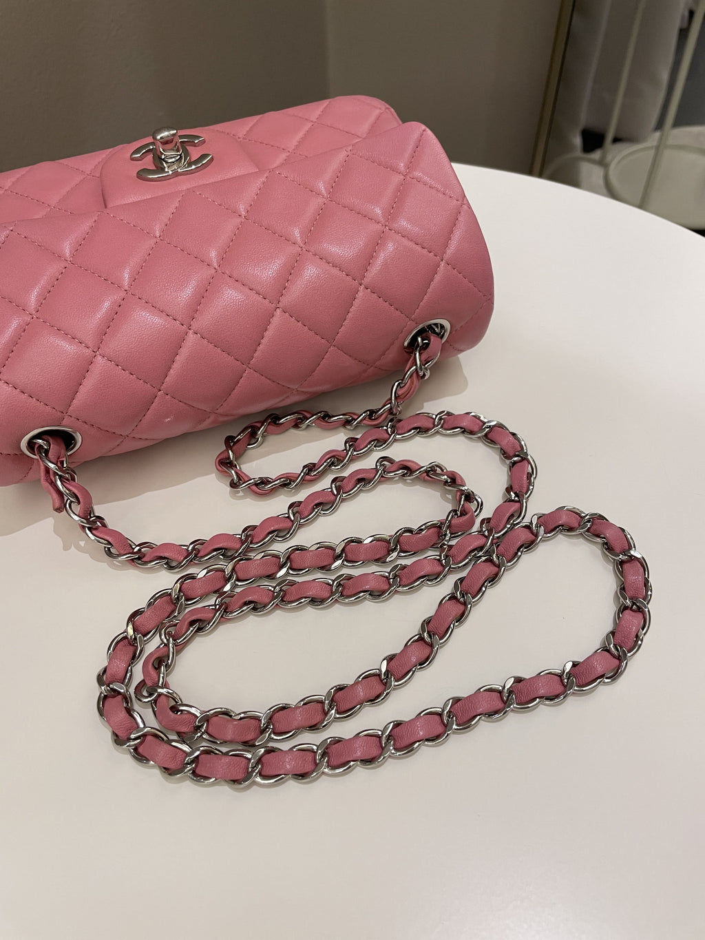 Chanel Classic Quilted Mini Rectangular Mauve Pink Lambskin